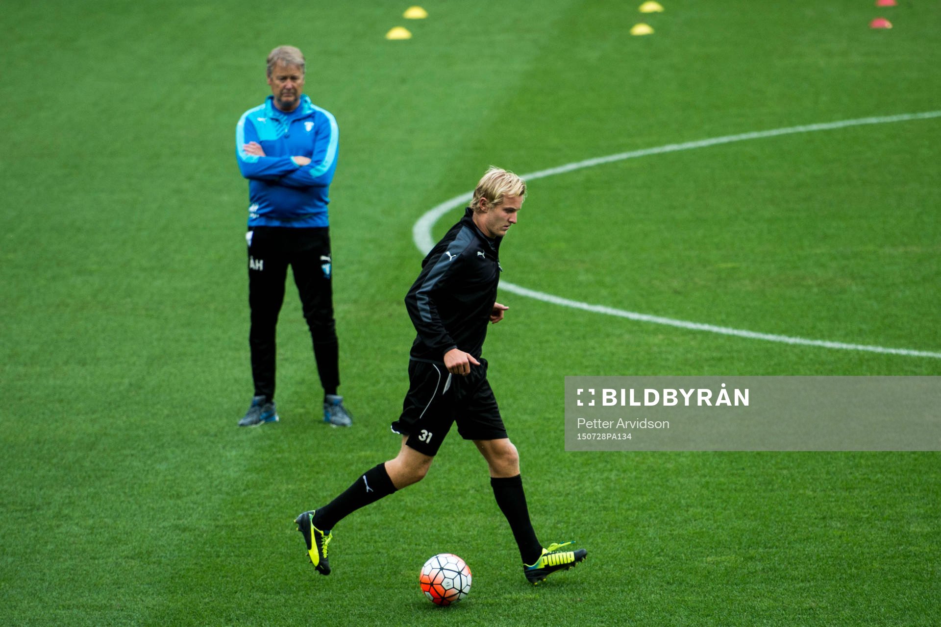 Malmö FFs Franz Brorsson och tränare Åge Hareide