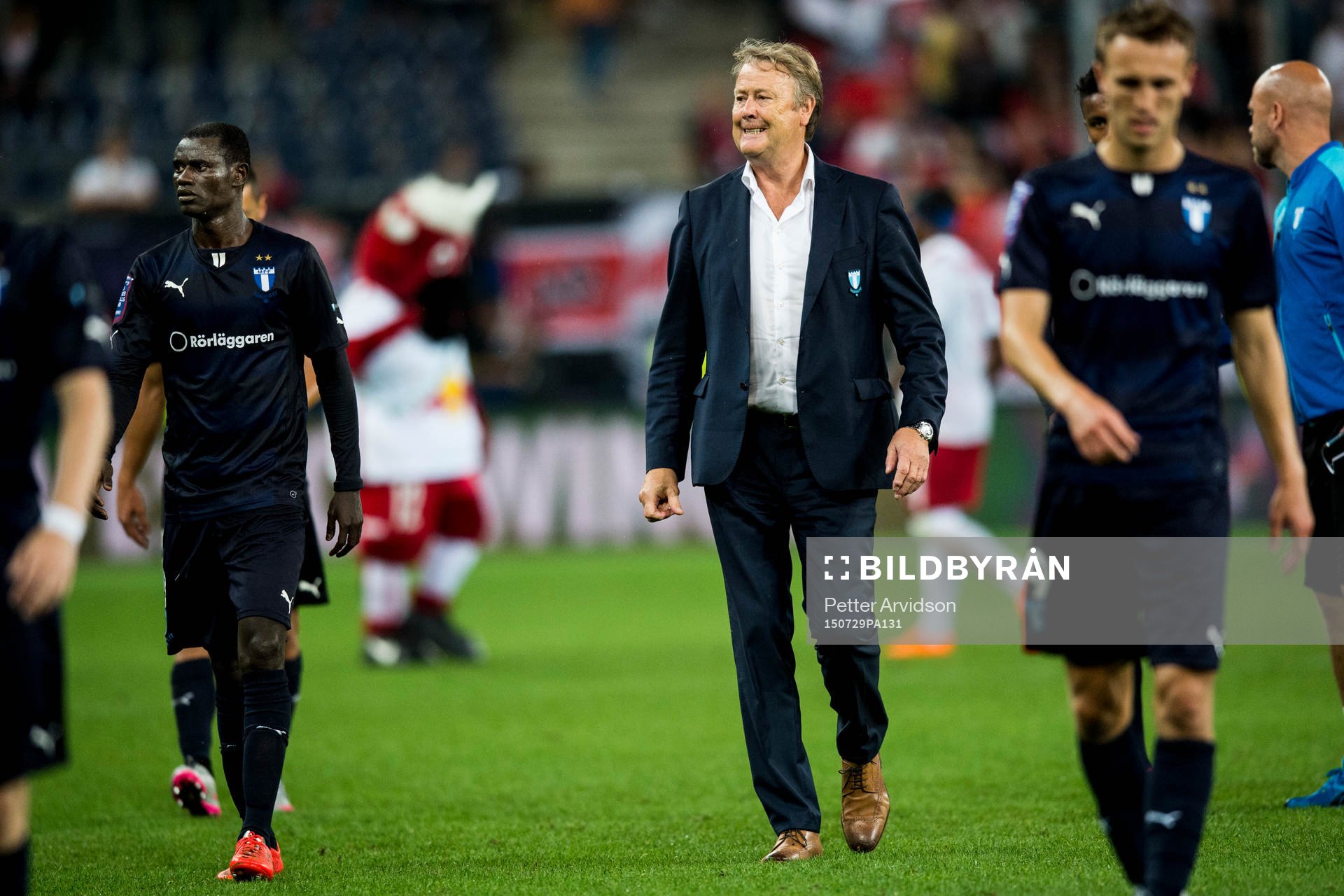 Malmö FFs Enock Kofi Adu, tränare Åge Hareide och Magnus