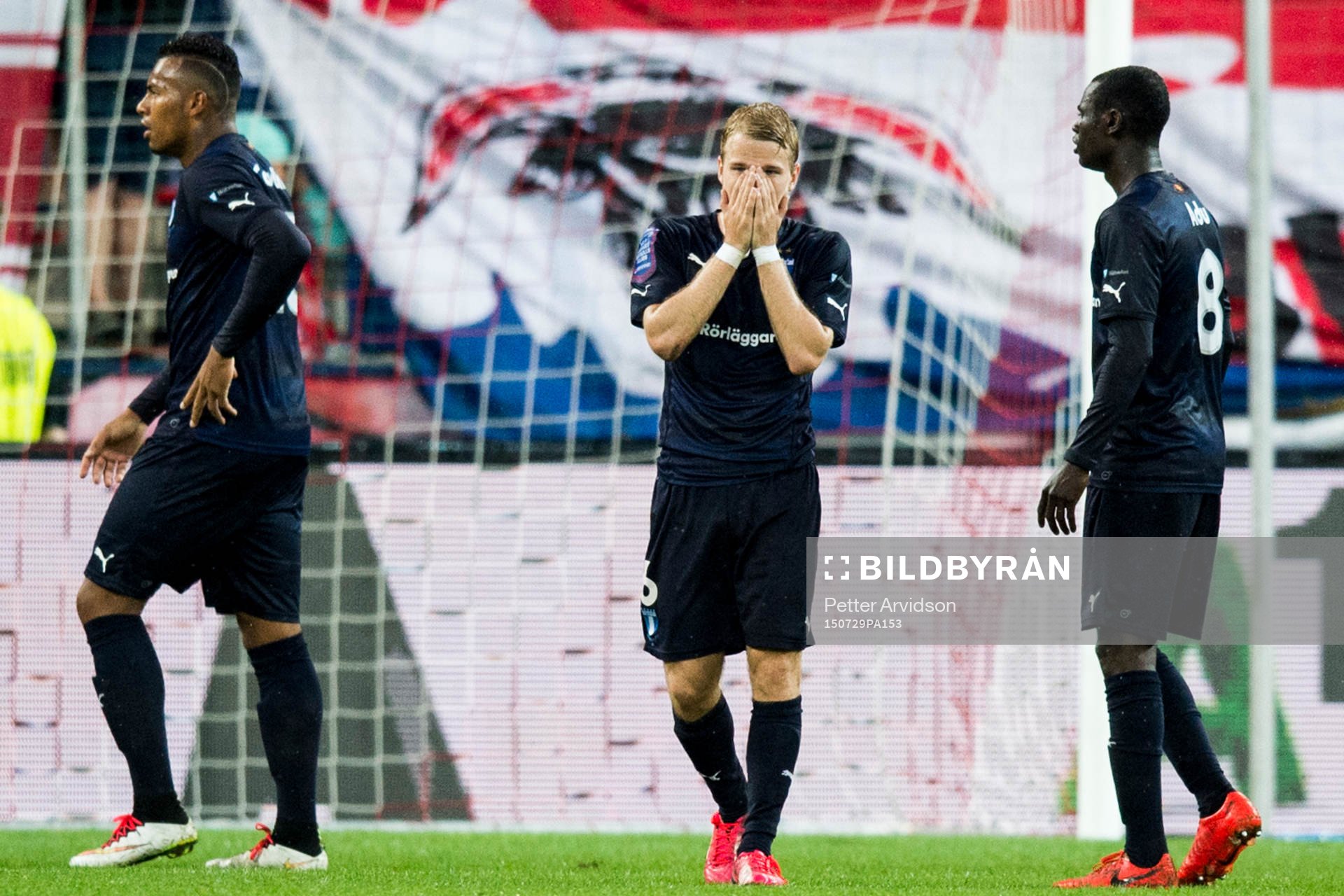 Malmö FFs Felipe Carvalho, Oscar Lewicki och Enock Kofi
