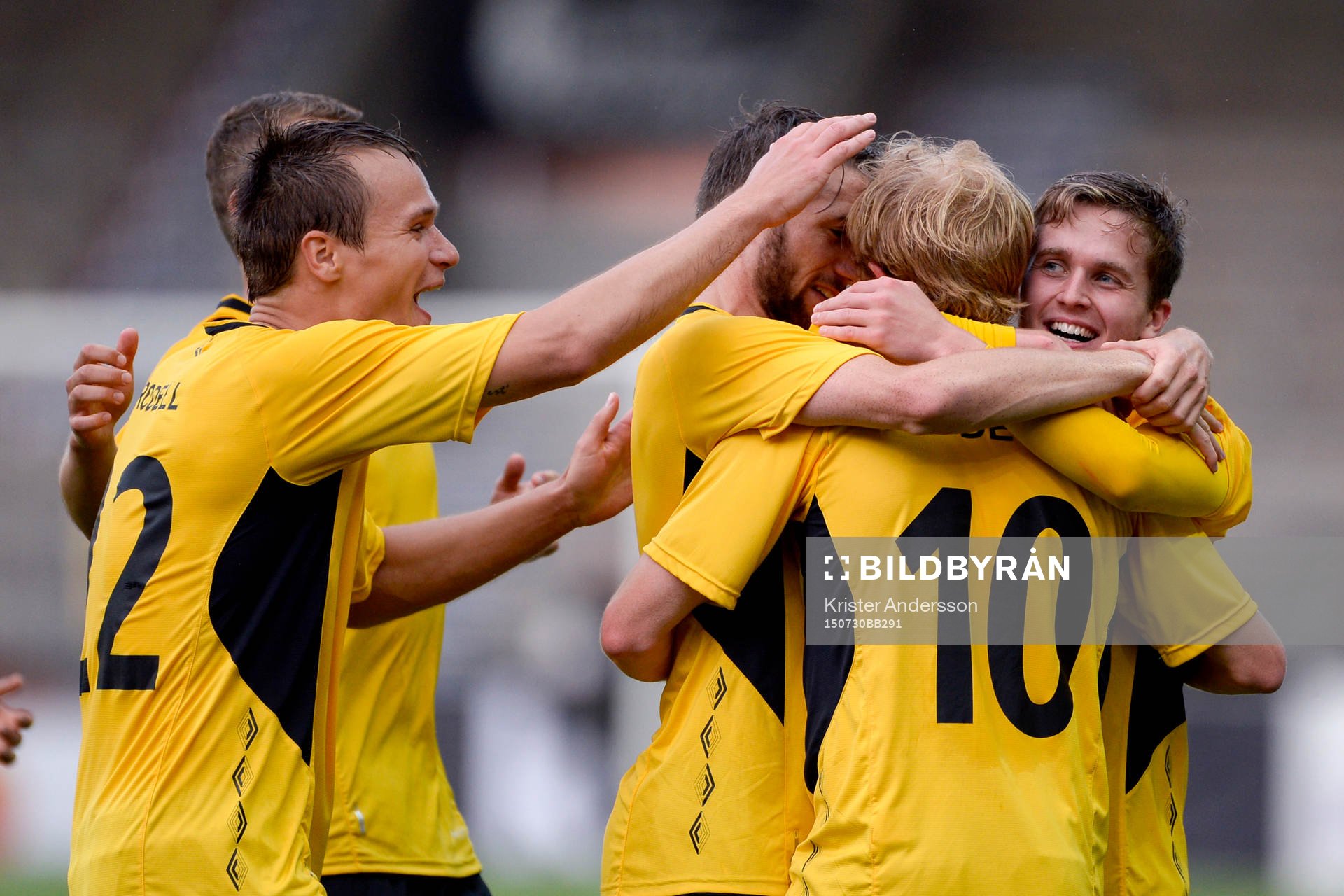 Elfsborgs Simon Lundevall jublar efter 2-1 under en fotbollsmatch i Europa League mellan Elfsborg och Odd den 30 juli 2015 i Borås.