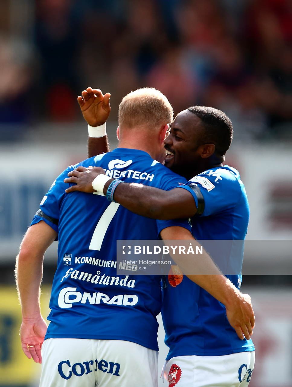 Jubel efter mål 1-0 av Åtvidabergs Kristian Bergström under fotbollsmatchen i Allsvenskan mellan Åtvidaberg och Malmö FF den 01 augusti 2015 i Åtvidaberg.