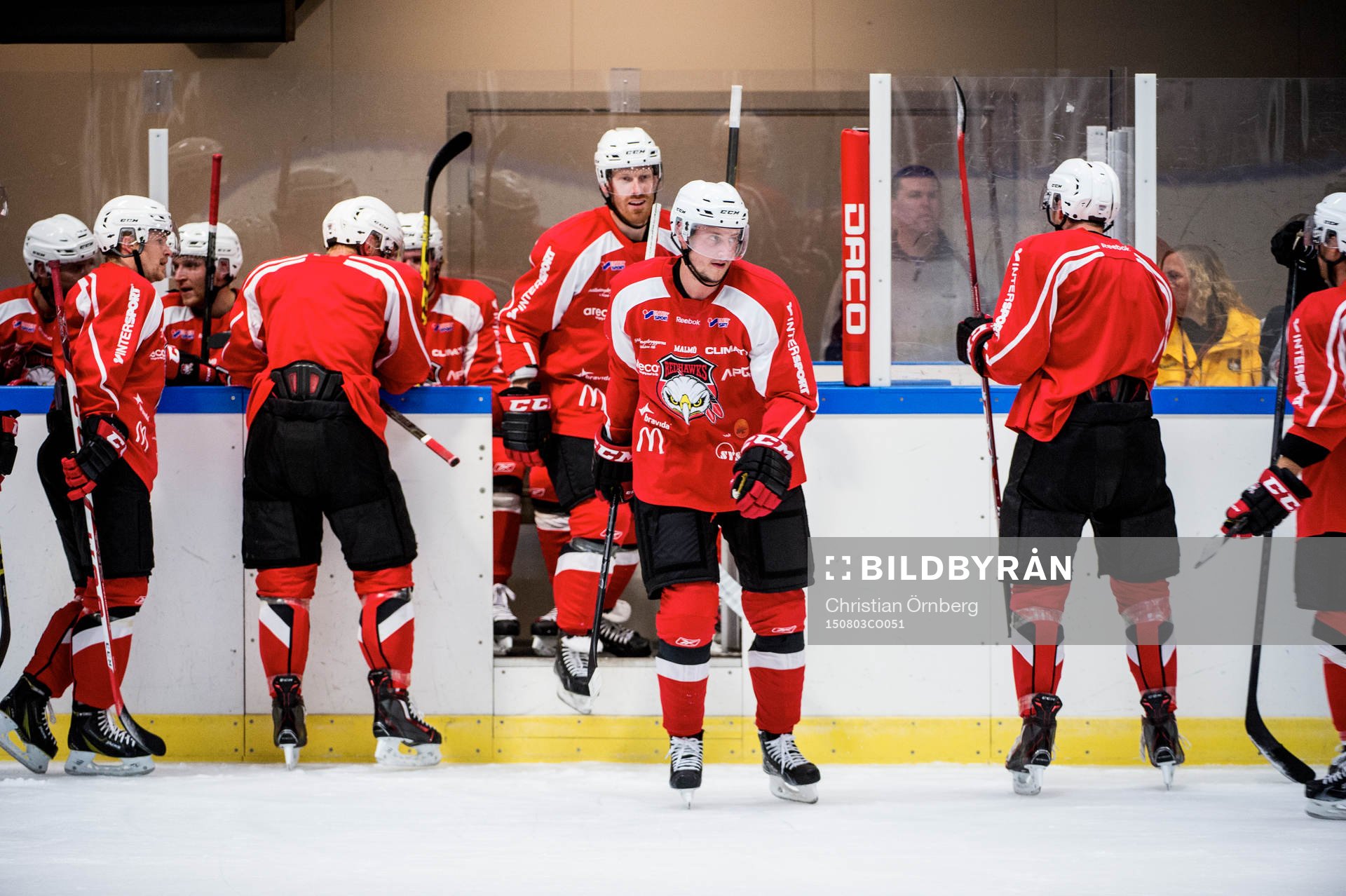 Ishockeylaget Malmö Redhawks första träning på is för