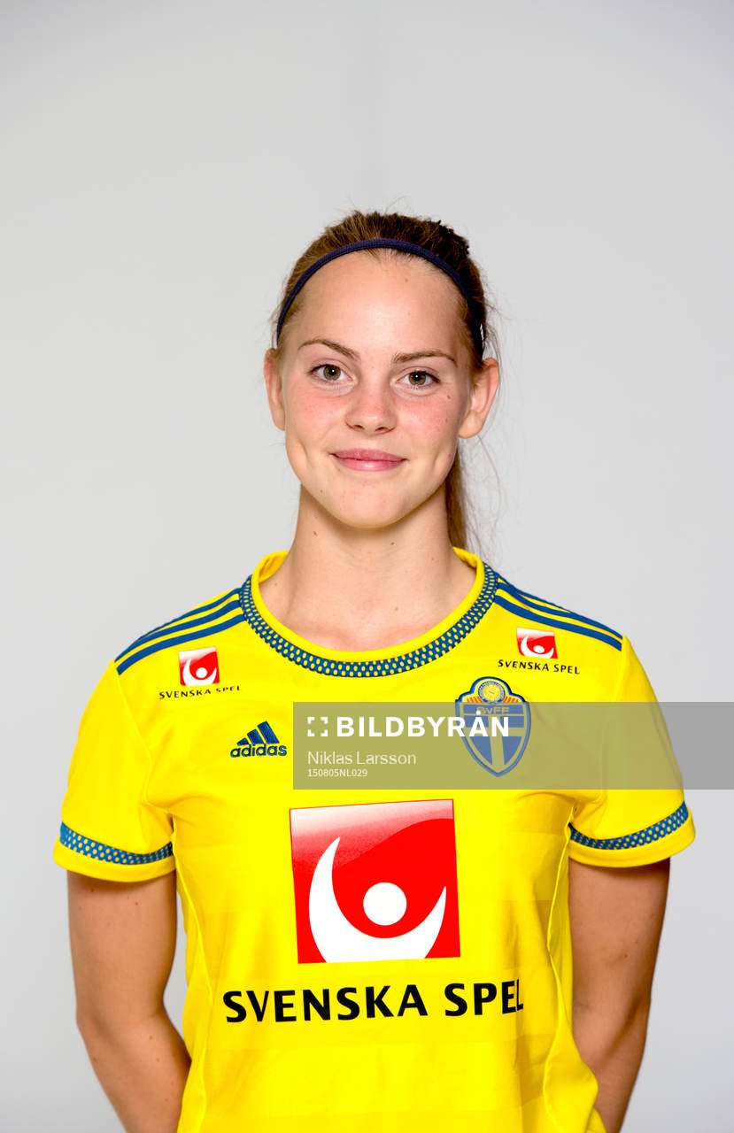 Agnes Nyberg under en fotografering för det Svenska fotbollsförbundet den 05 augusti 2015 i Stockholm.