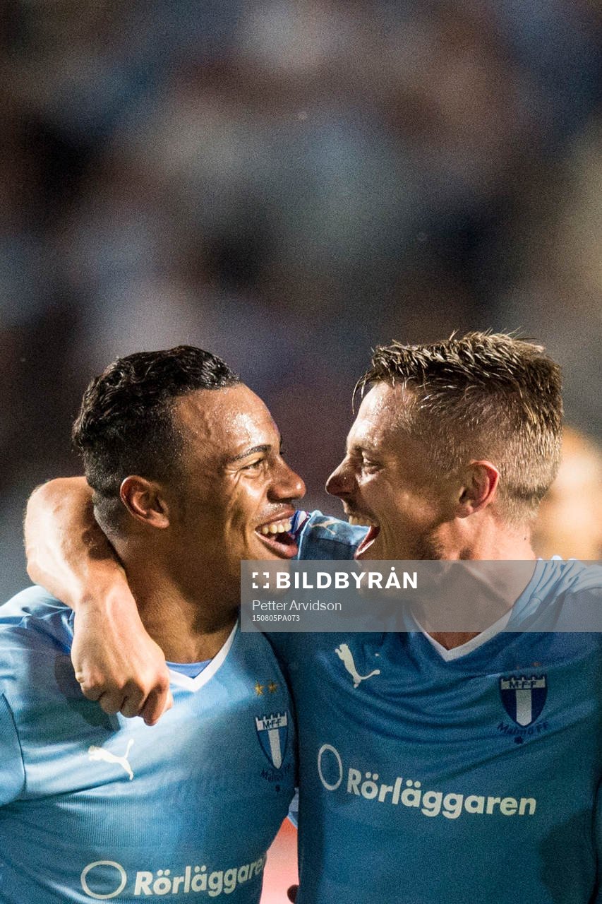 Malmö FFs Felipe Carvalho och Markus Rosenberg jublar