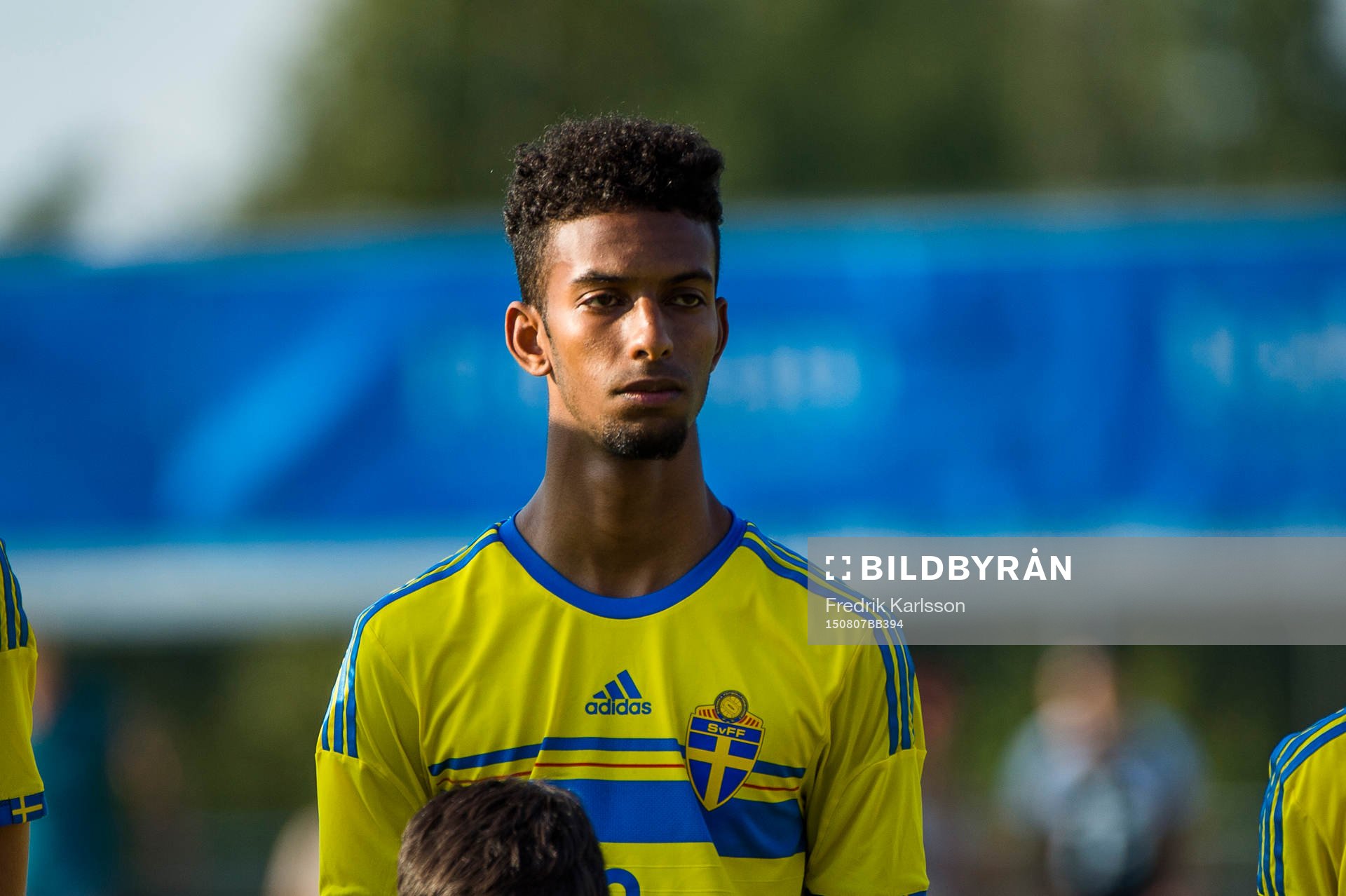 Mirad Garza inför fotbollsmatchen i Nordisk pojkturnering mellan Sverige och USA den 7 augusti 2015 i Karlstad.