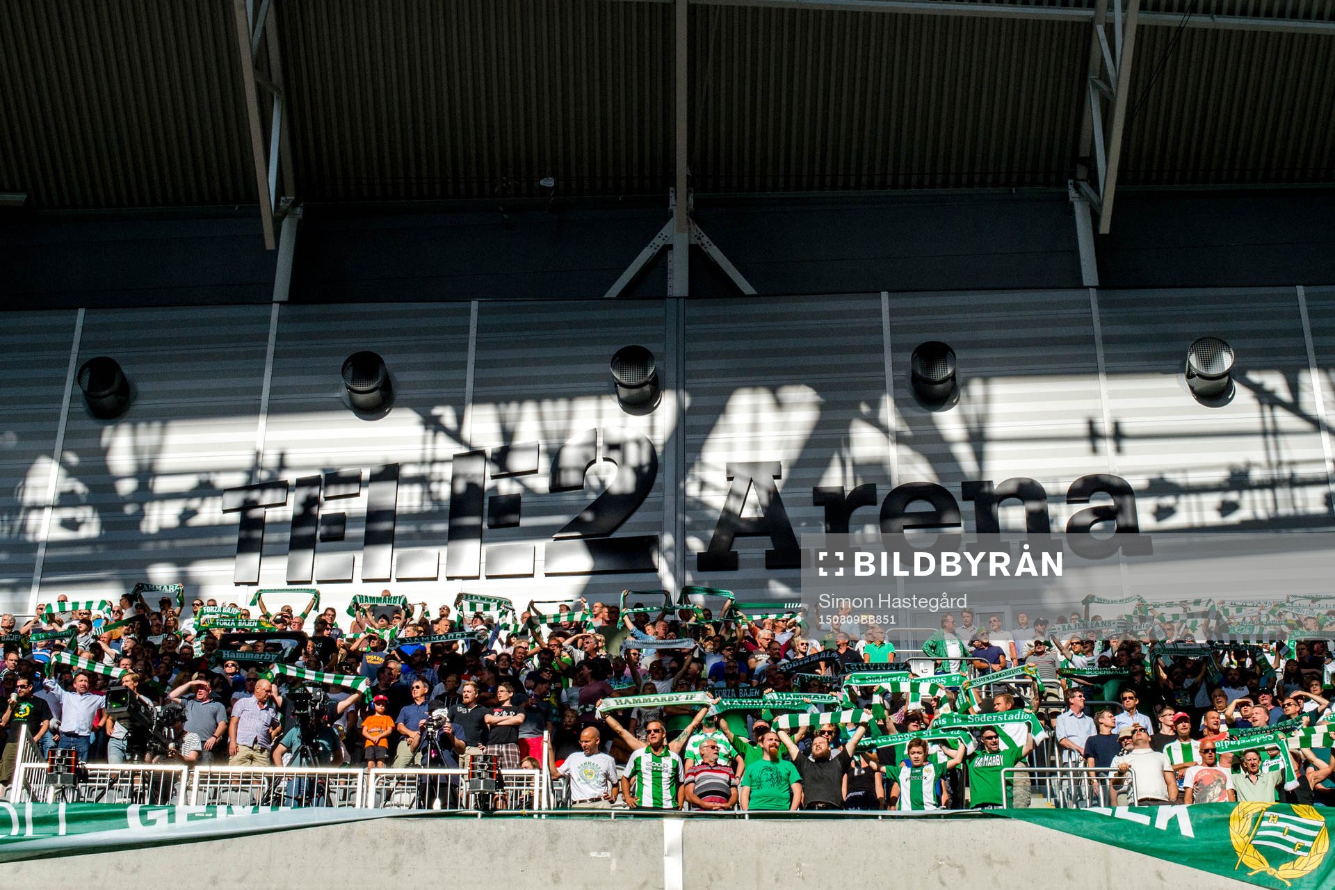 Hammarbys supportrar före fotbollsmatchen i Allsvenskan