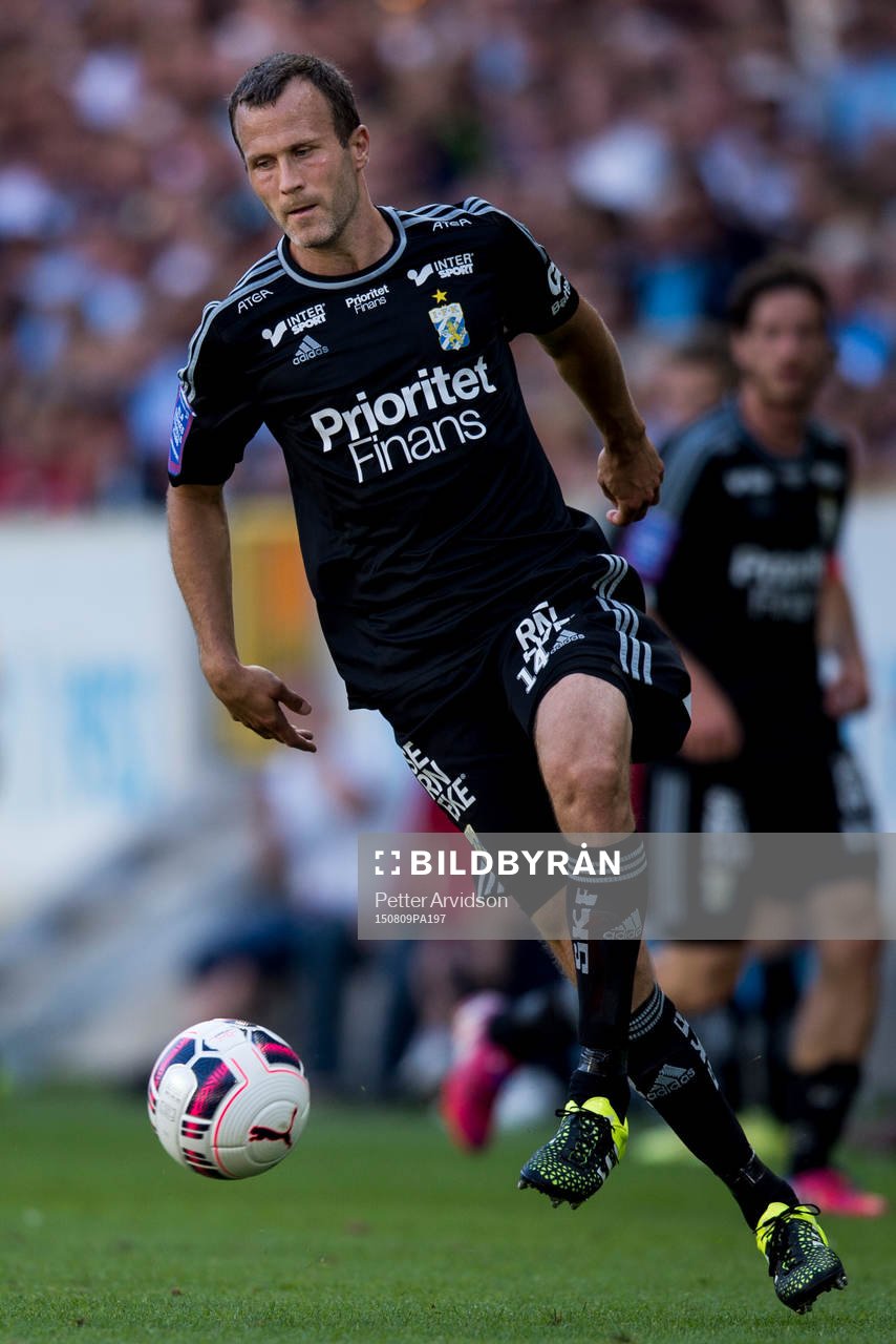 IFK Göteborgs Hjalmar Jonsson under fotbollsmatchen i Allsvenskan mellan Malmö FF och IFK Göteborg den 9 augusti 2015 i Malmö.