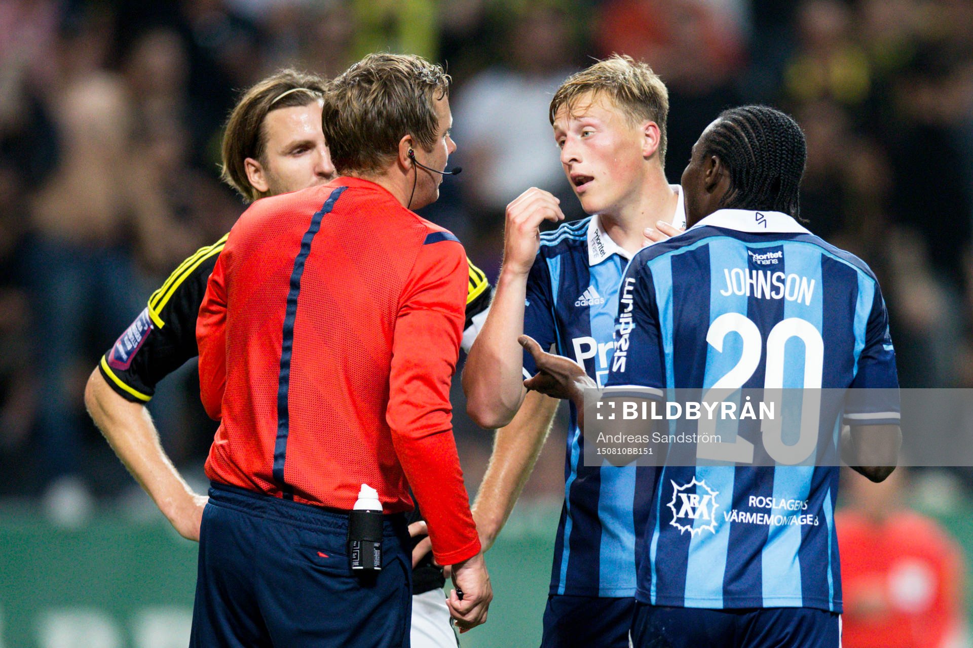 Djurgårdens Emil Bergström och Sam Johnson i en
