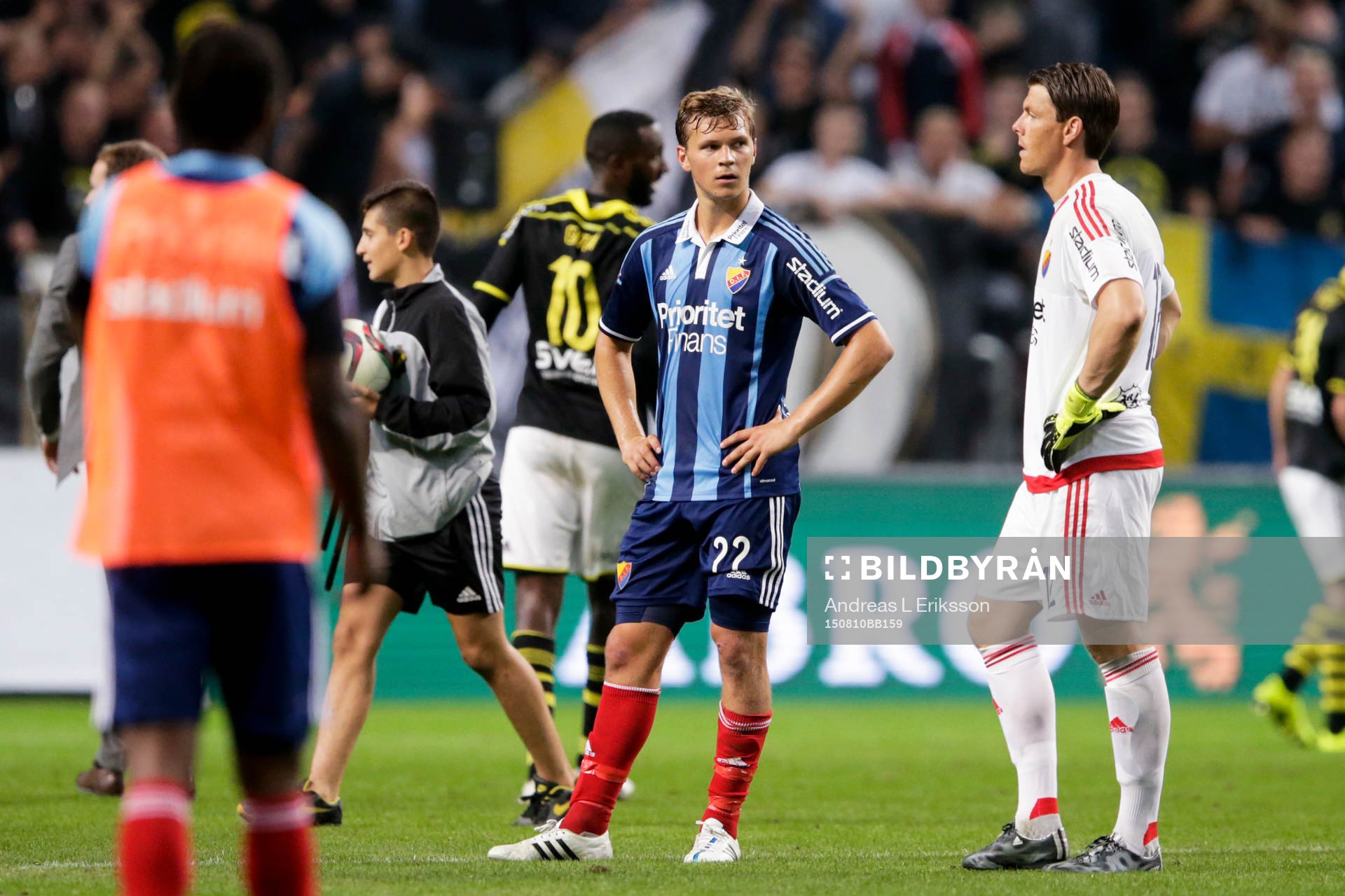 Djurgårdens Jesper Karlström och målvakt Kenneth Høie