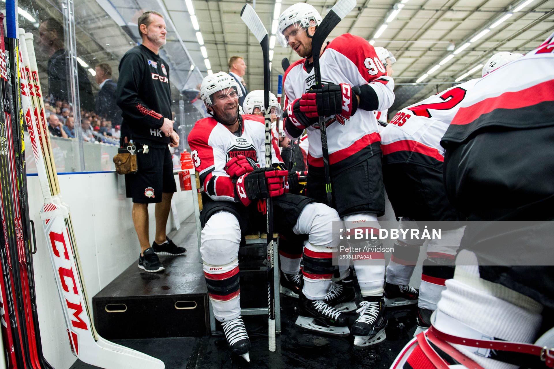 Malmö Redhawks Kent Mcdonell och Mattias Persson i båset