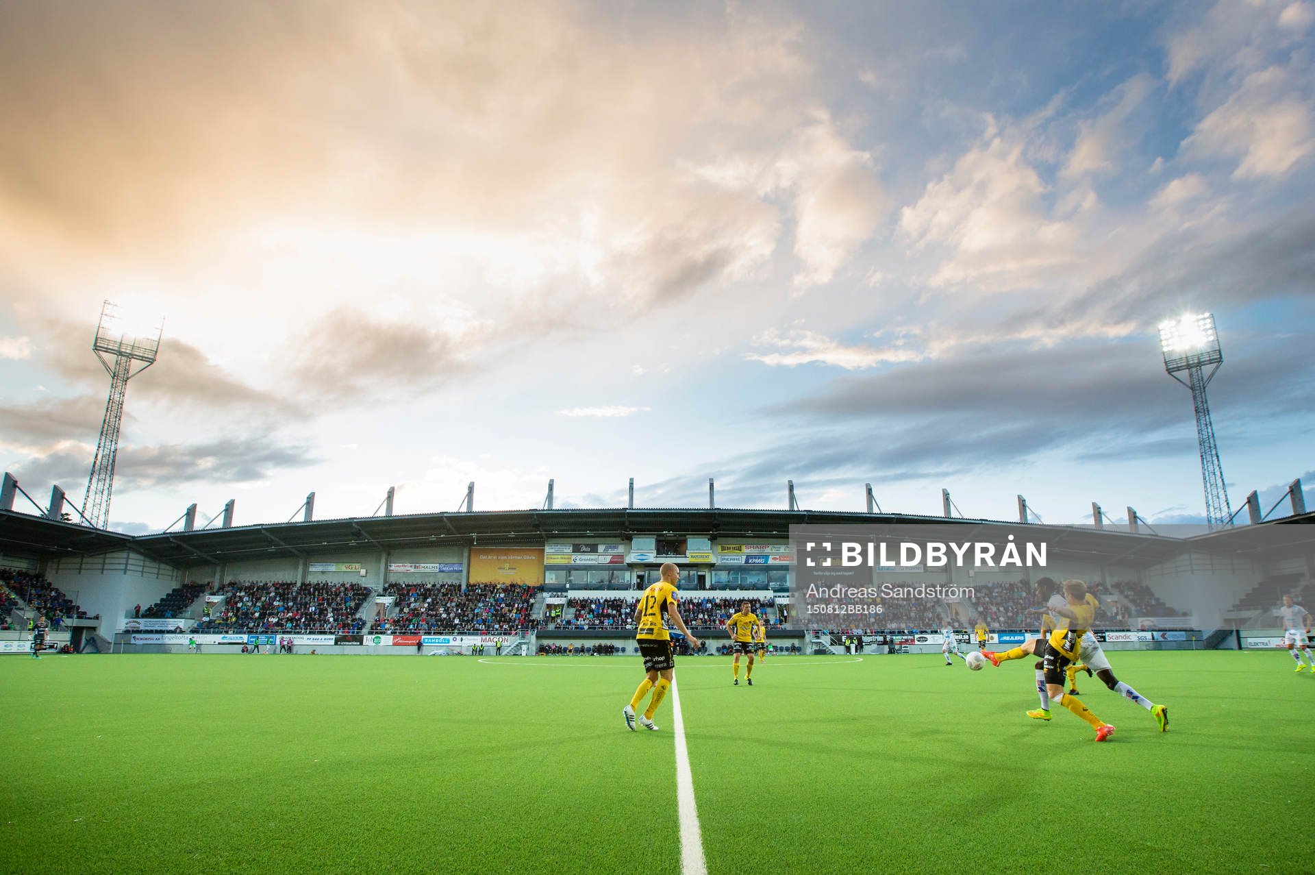 Generell vy över spelet under fotbollsmatchen i Allsvenskan mellan Gefle och Elfsborg den 12 Augusti 2015 i Gävle. 