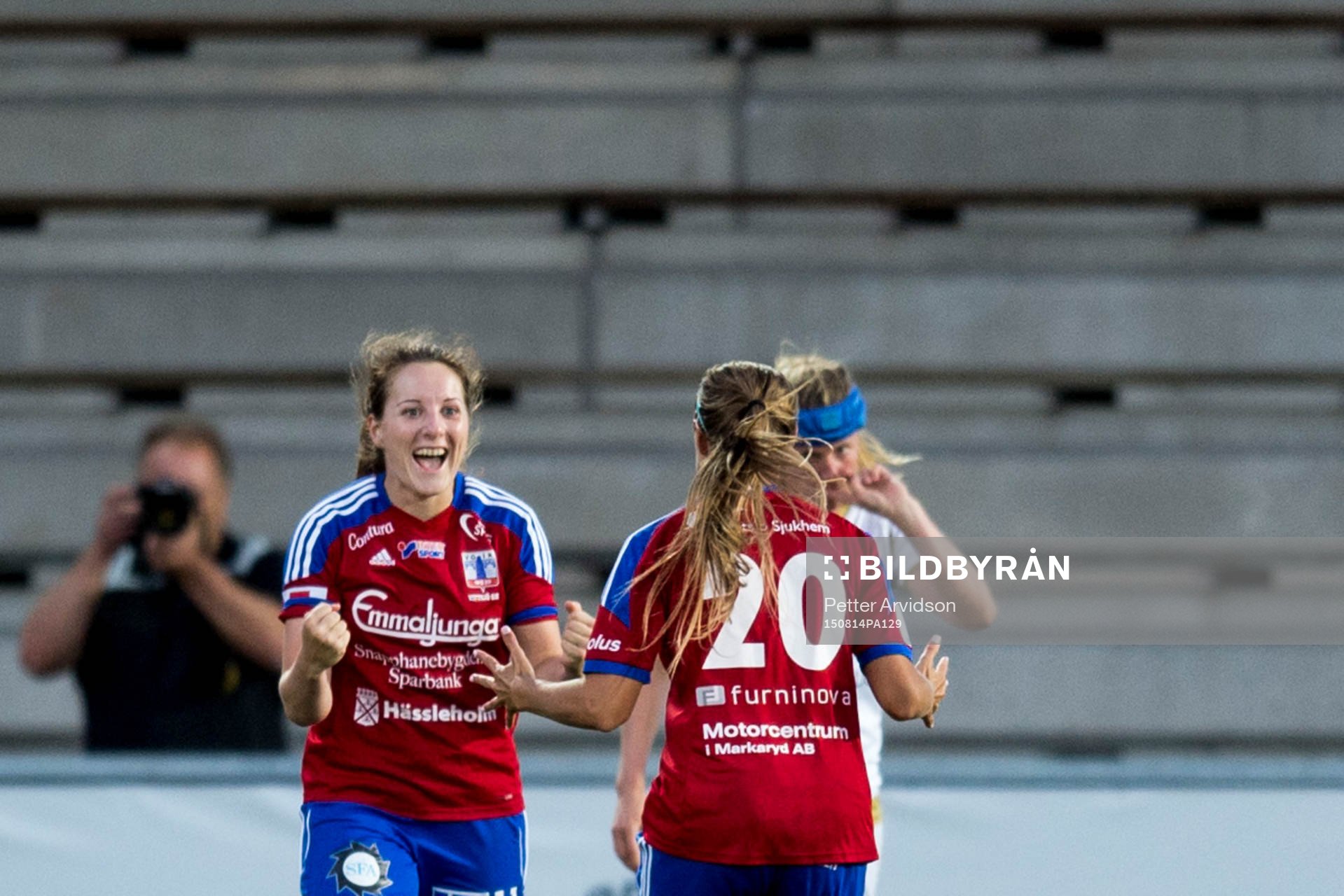 Vittsjös Antonia Göransson jublar efter sitt 1-2 mål under fotbollsmatchen i Damallsvenskan mellan FC Rosengård och Vittsjö den 14 augusti 2015 i Malmö.