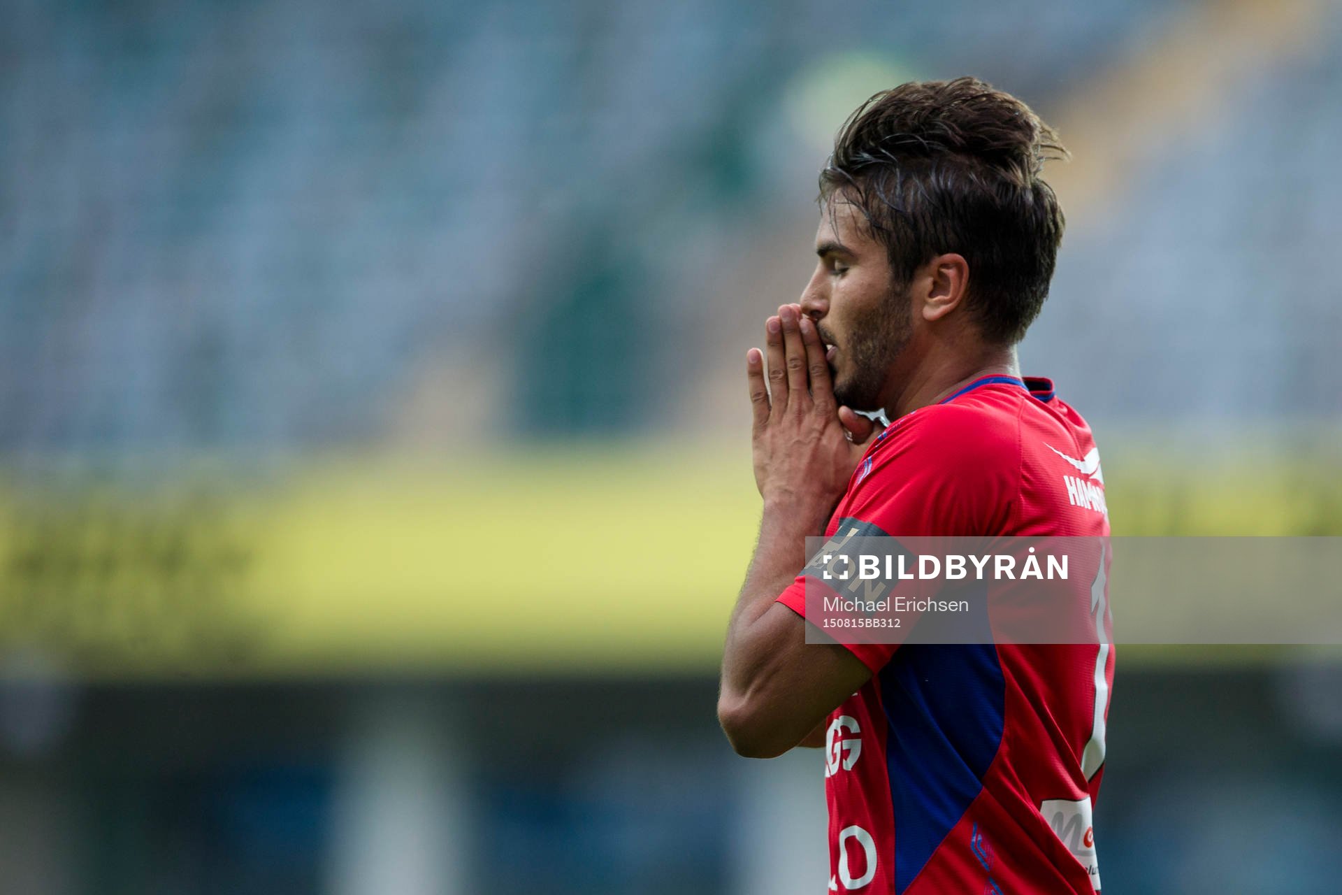 Örgrytes William Atashkadeh jublar efter att ha gjort 1-0 under fotbollsmatchen i Div 1 södra mellan Örgryte och Lunds BK den 15 augusti 2015 i Göteborg.