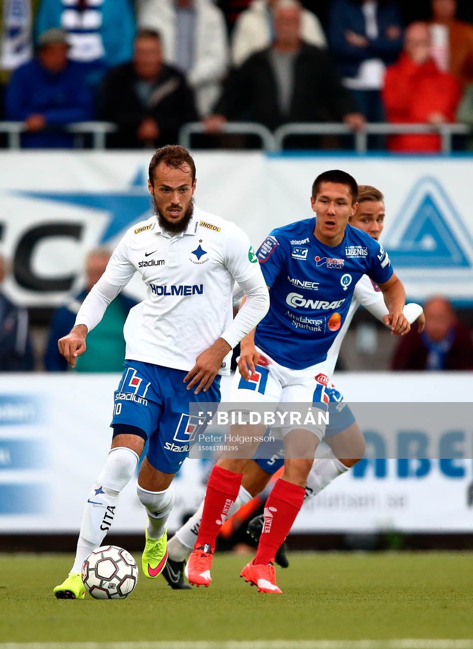 Norrköpings Emir Kujovic och Åtvidabergs Sebastian Ramhorn