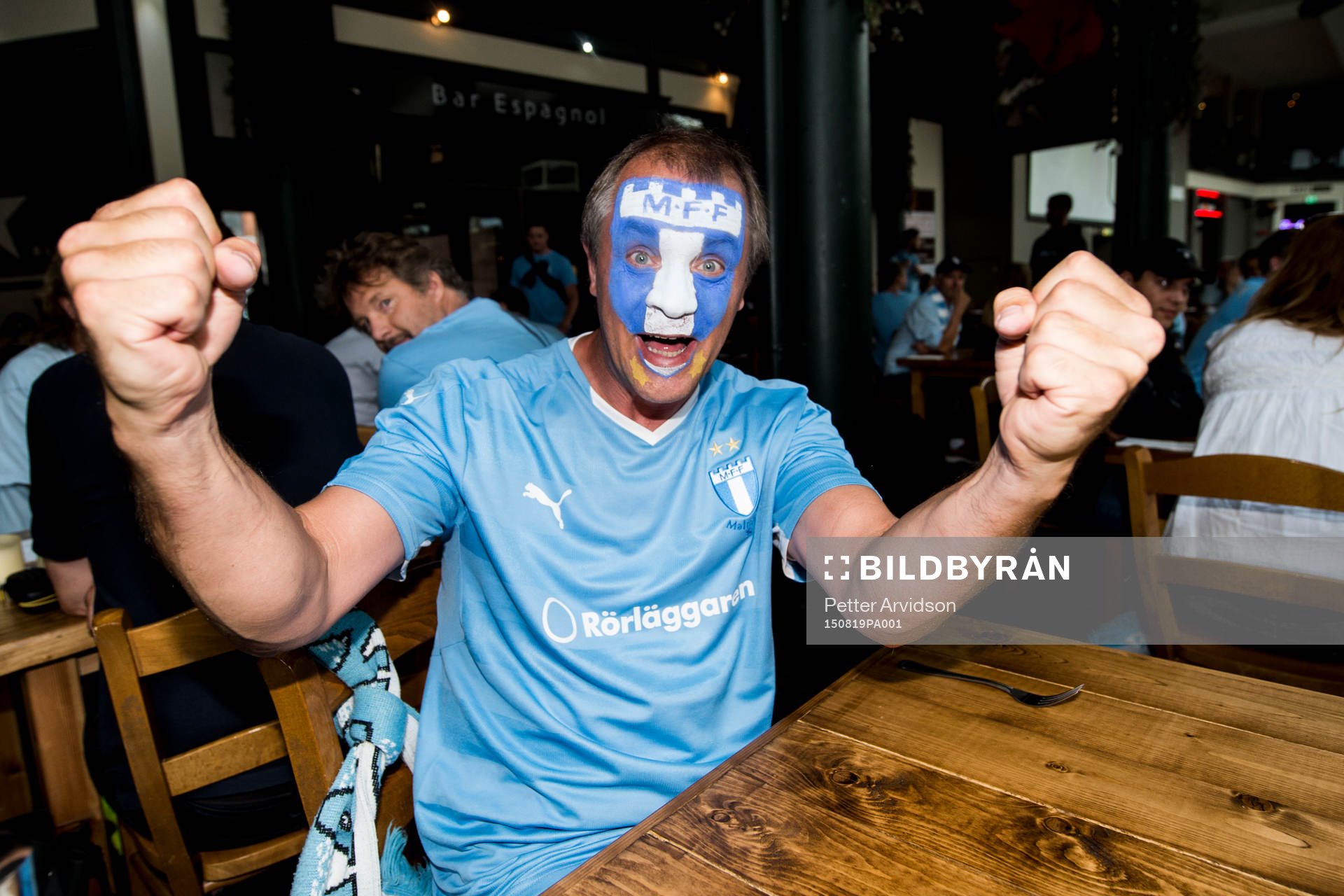 Malmö FF supportern Håkan Kongshöj med ansiktsmålning