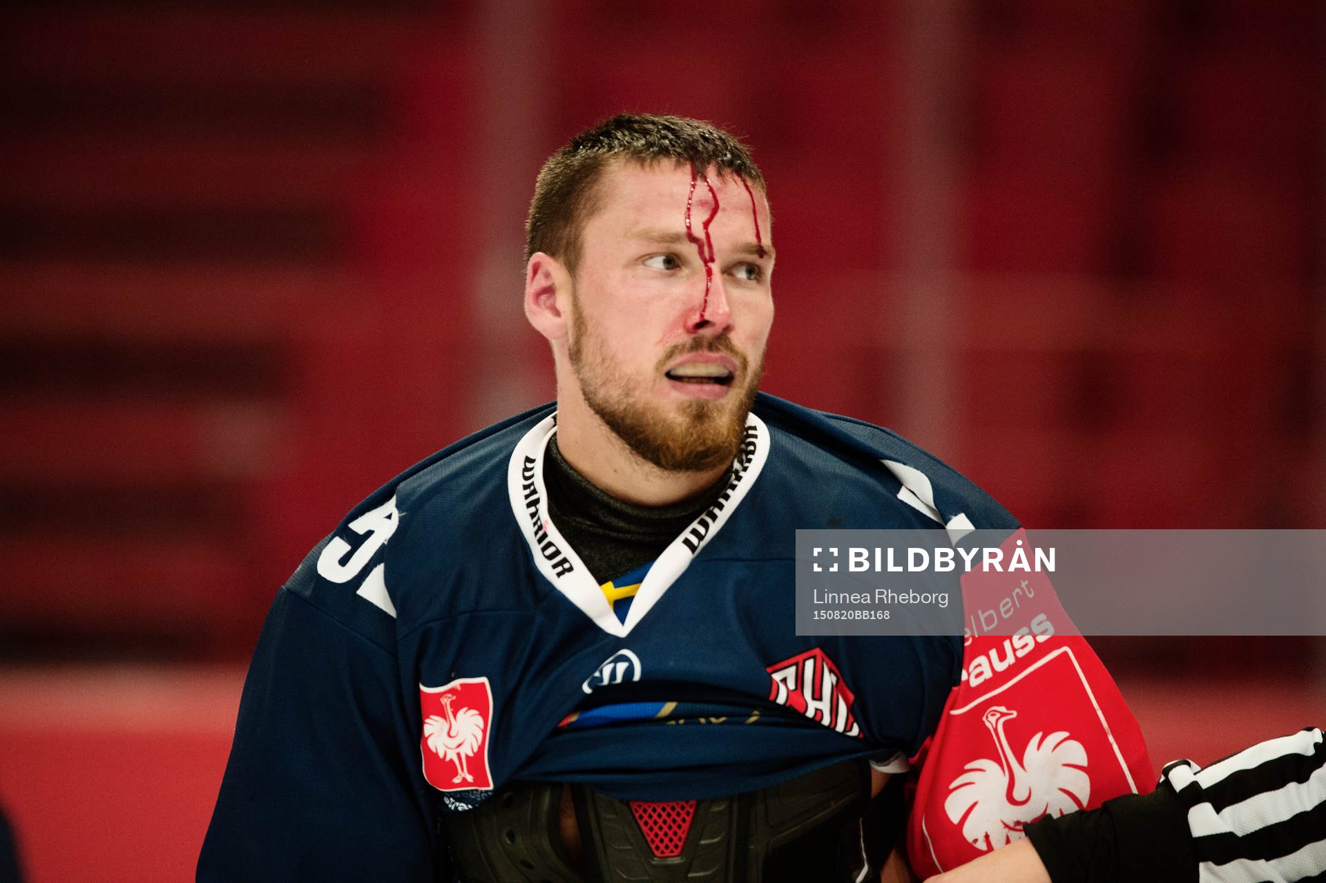 Djurgårdens Mikael Ahlén blöder