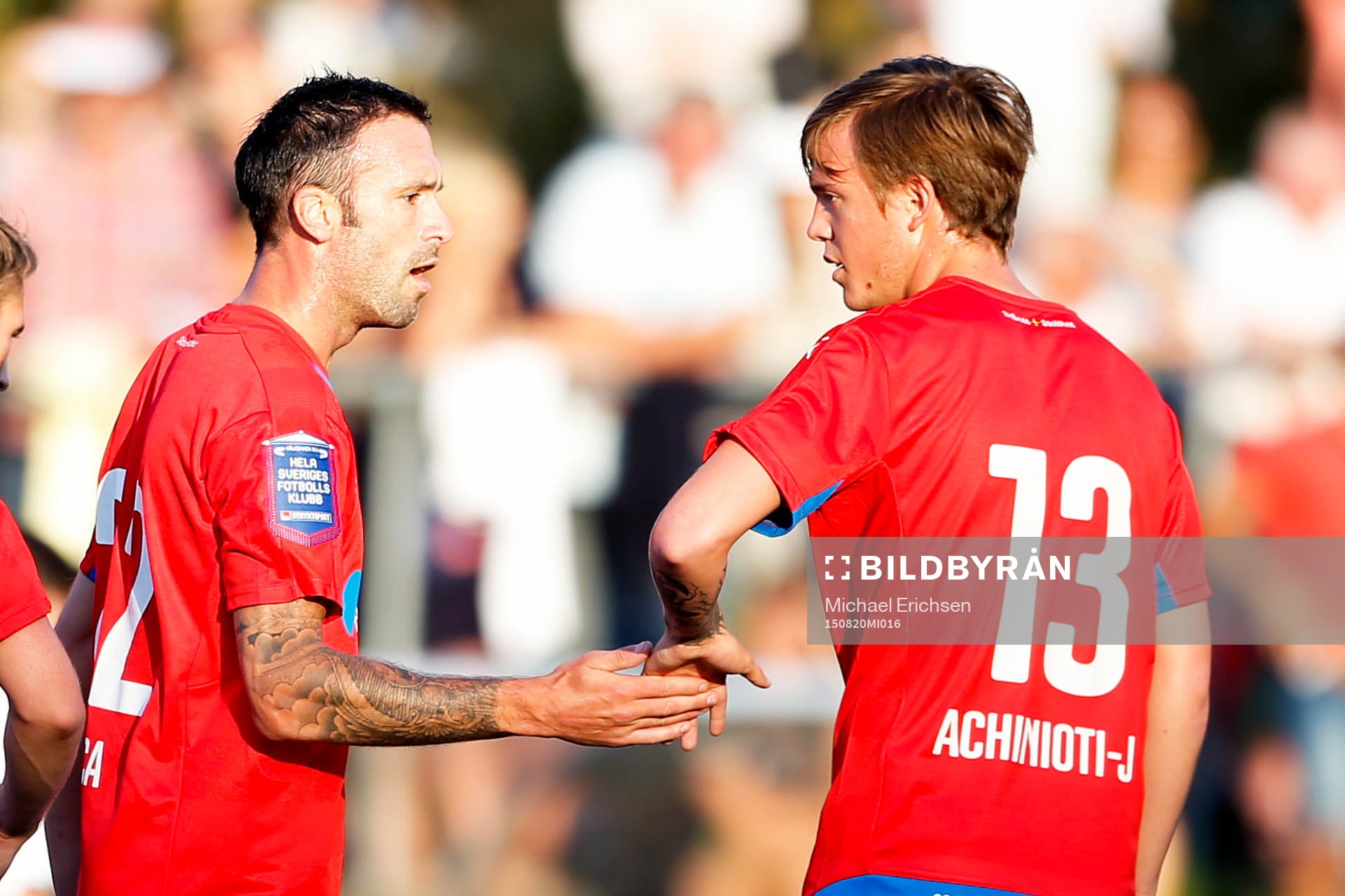 Helsingborgs Rade Prica jublar efter 0-1 under fotbollsmatchen i Svenska Cupen mellan Lunden ÖBK och Helsingborg den 20 augusti 2015 i Göteborg.
