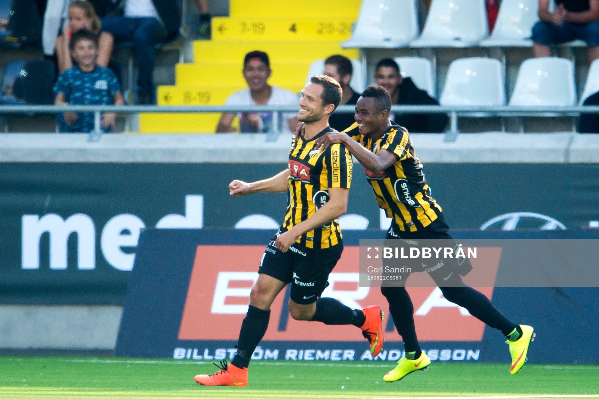 Häckens Martin Ericsson jublar efter att han gjort 1-0 under fotbollsmatchen i Allsvenskan mellan Häcken och Malmö FF den 22 augusti 2015 i Göteborg.