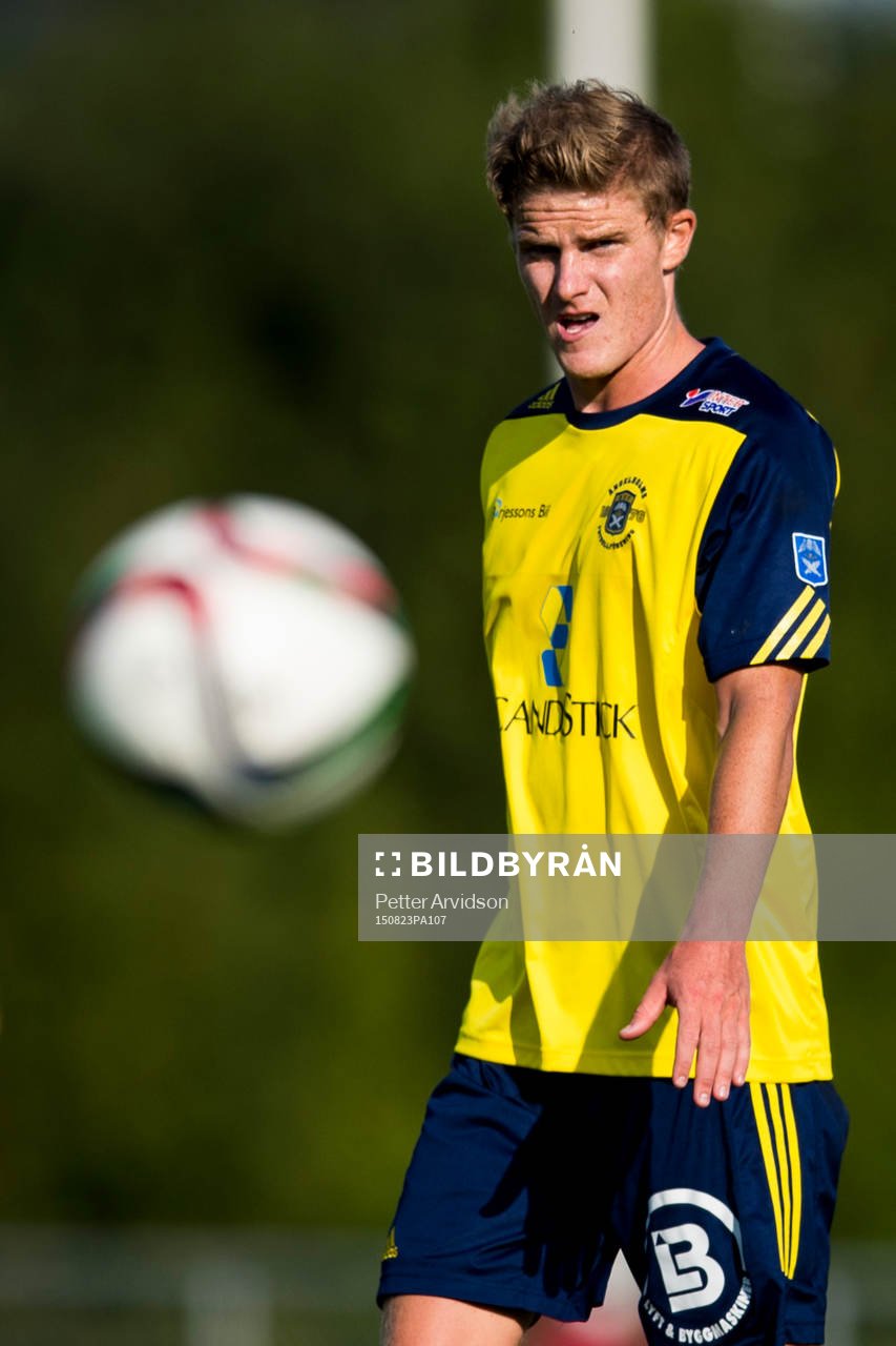 Ängelholms Eric Robert Pothast under fotbollsmatchen i Superettan mellan Ängelholm och Ljungskile den 23 augusti 2015 i Ängelholm.