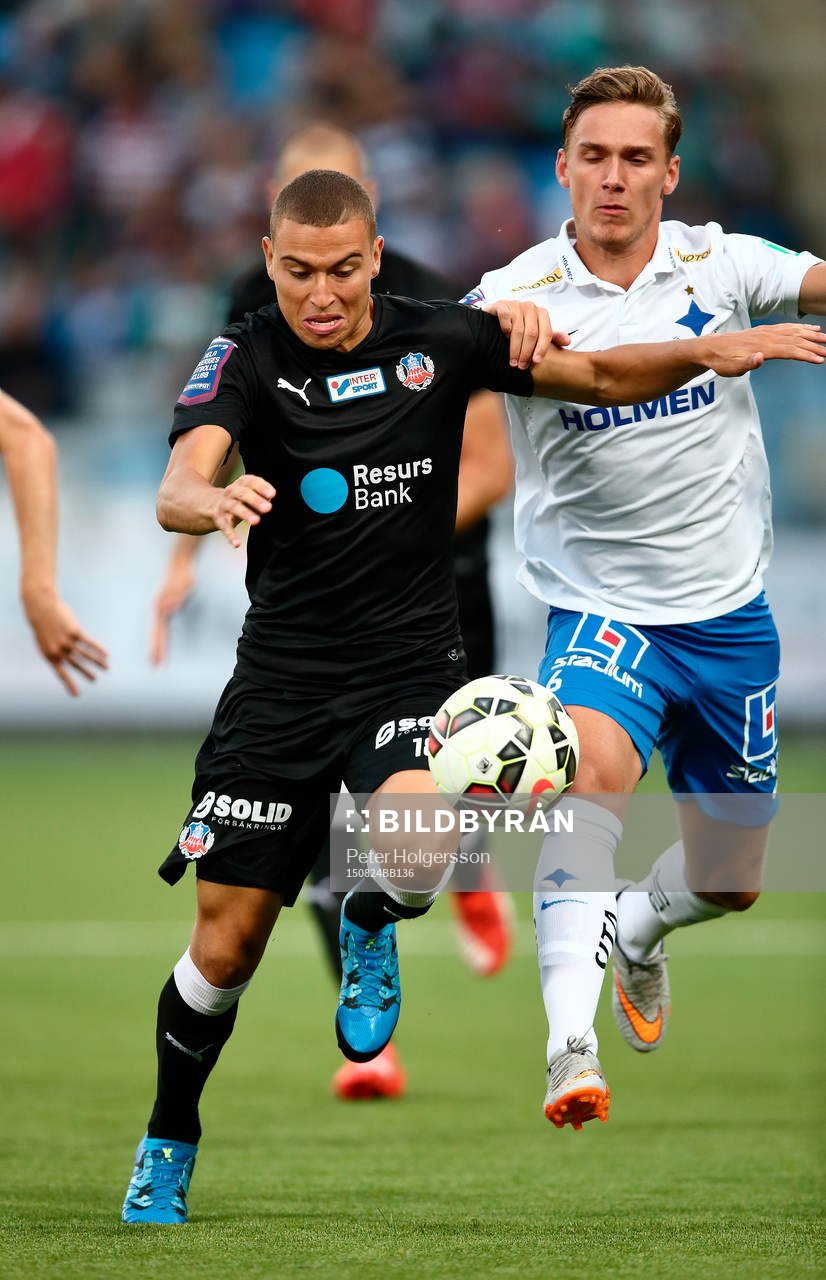 Helsingborgs Jordan Larsson och Norrköpings Linus Wahlqvist
