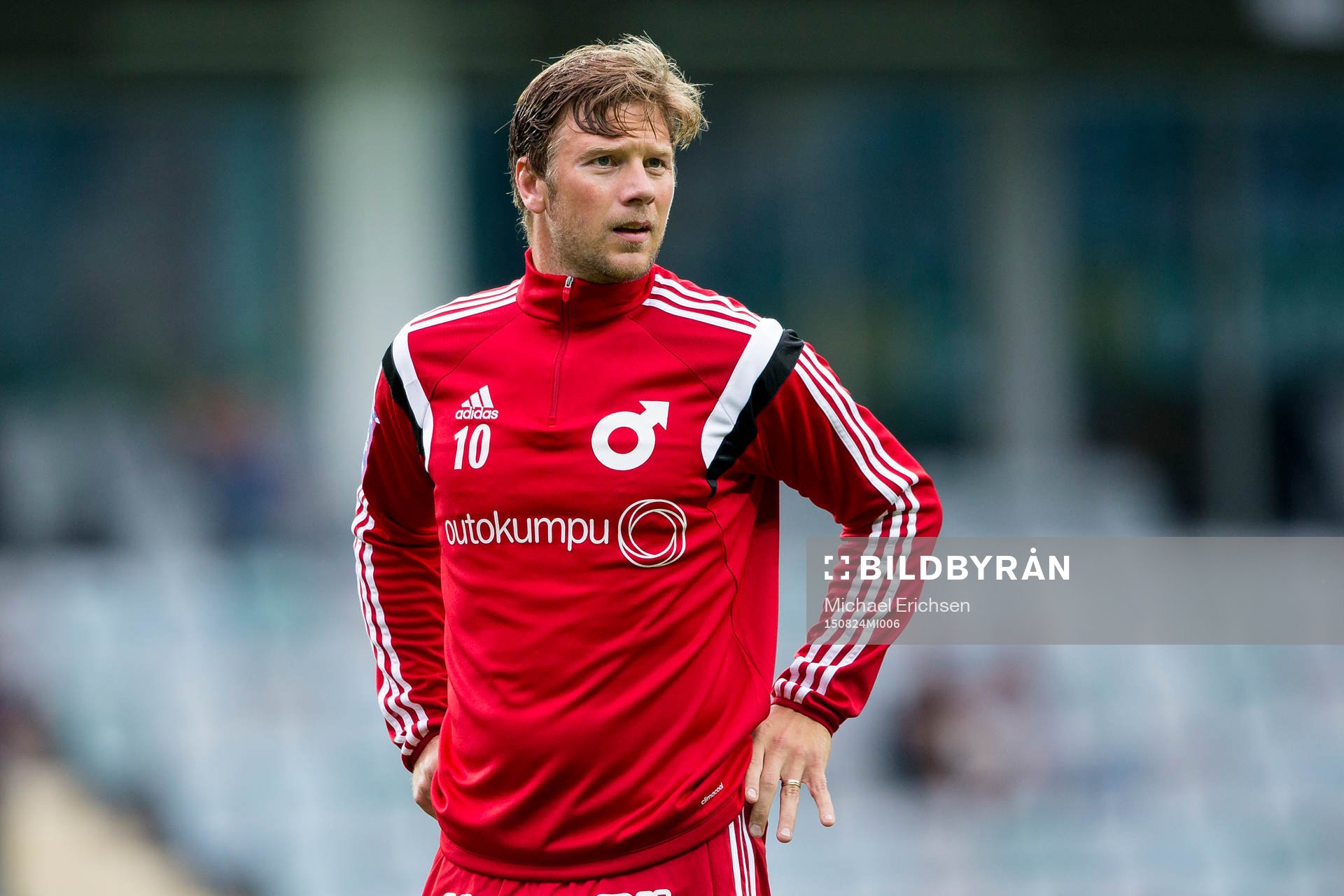 Degerfors Peter Samuelsson innan fotbollsmatchen i
