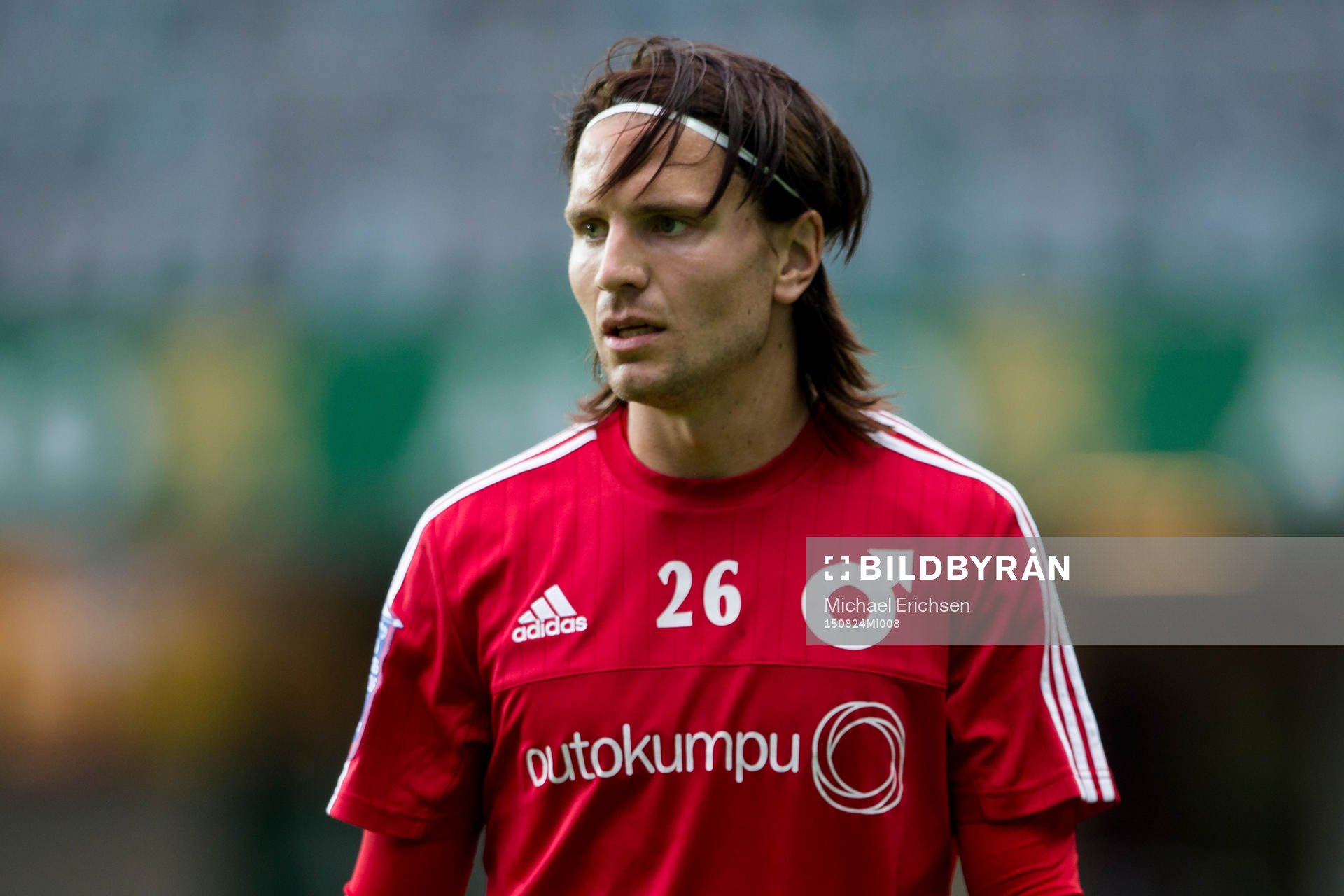 Degerfors Marcus Astvald innan fotbollsmatchen i Superettan