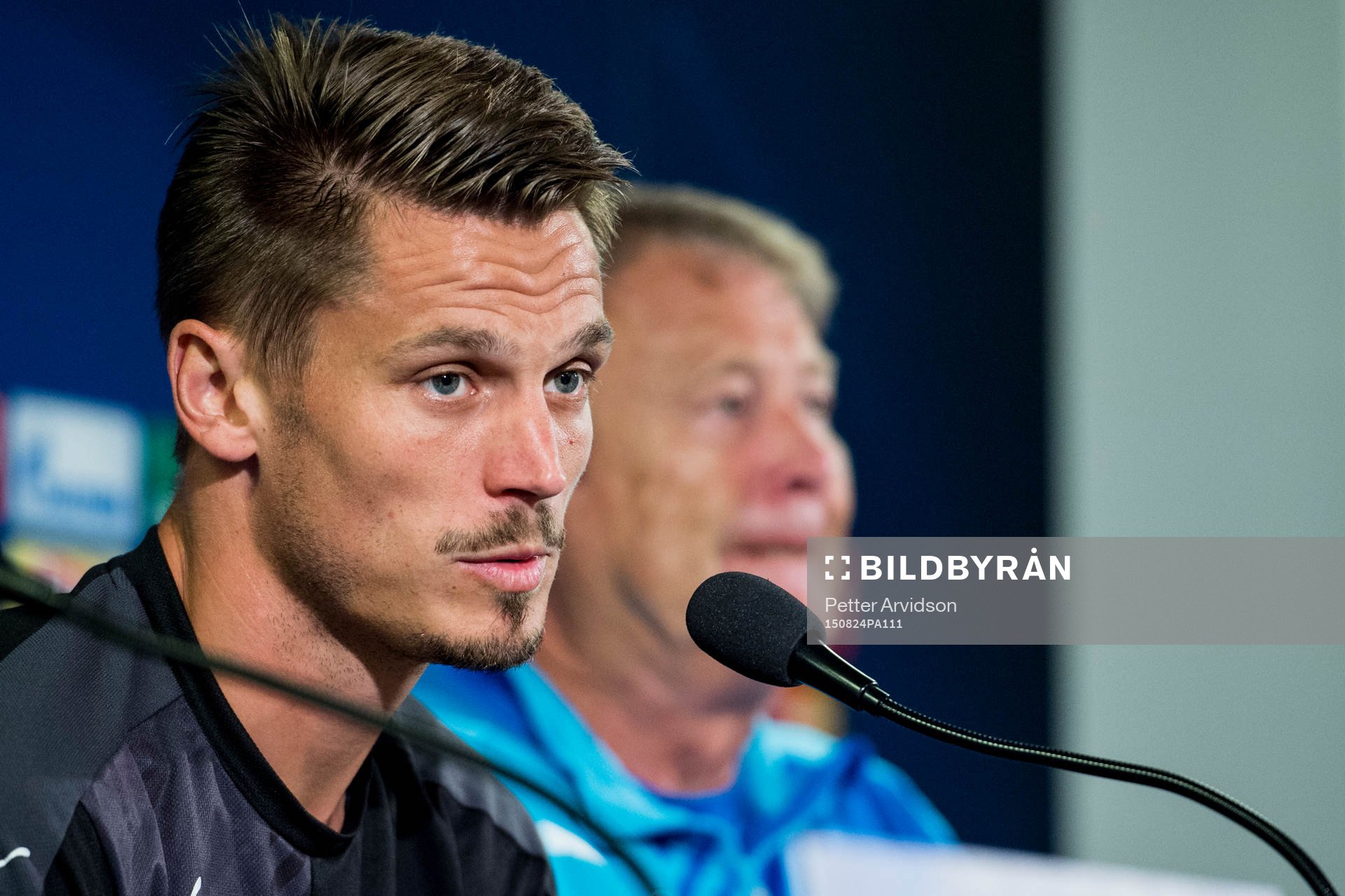 Malmö FFs Markus Rosenberg under en presskonferens inför kvalet till Champions League den 24 augusti 2015 i Malmö.