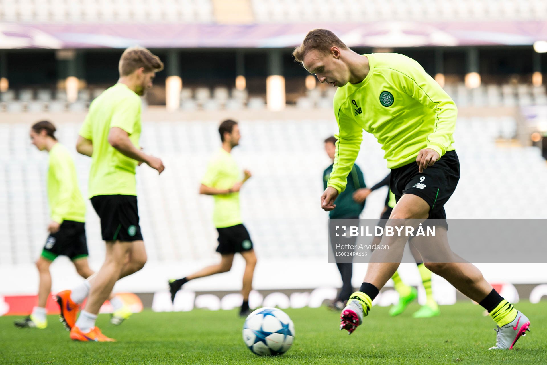 Celtics Leigh Griffiths under en träning inför kvalet till Champions League den 24 augusti 2015 i Malmö.