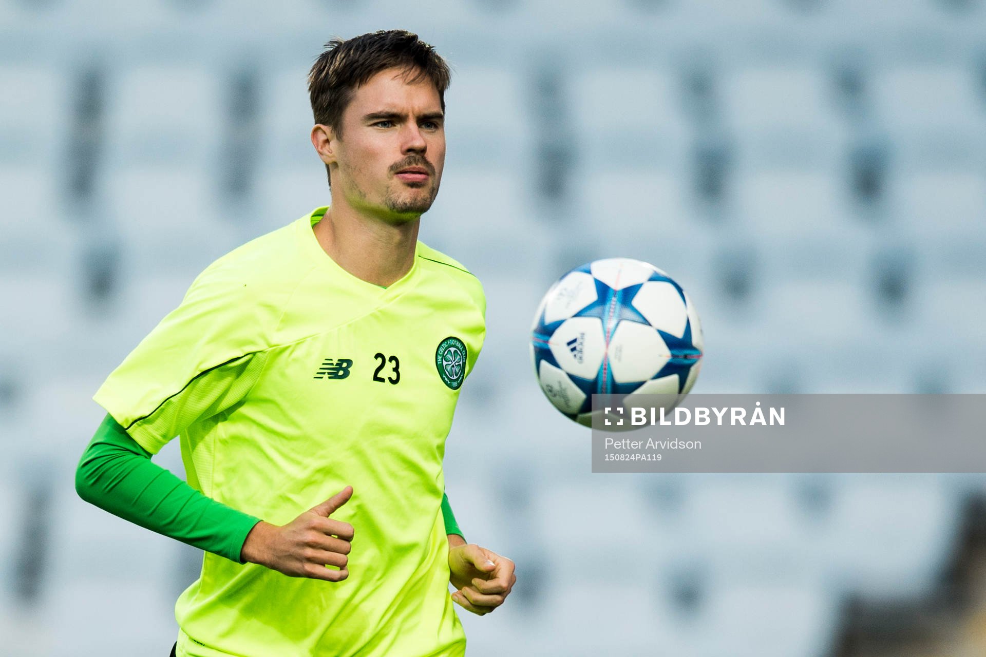 Celtics Mikael Lustig under en träning inför kvalet till Champions League den 24 augusti 2015 i Malmö.