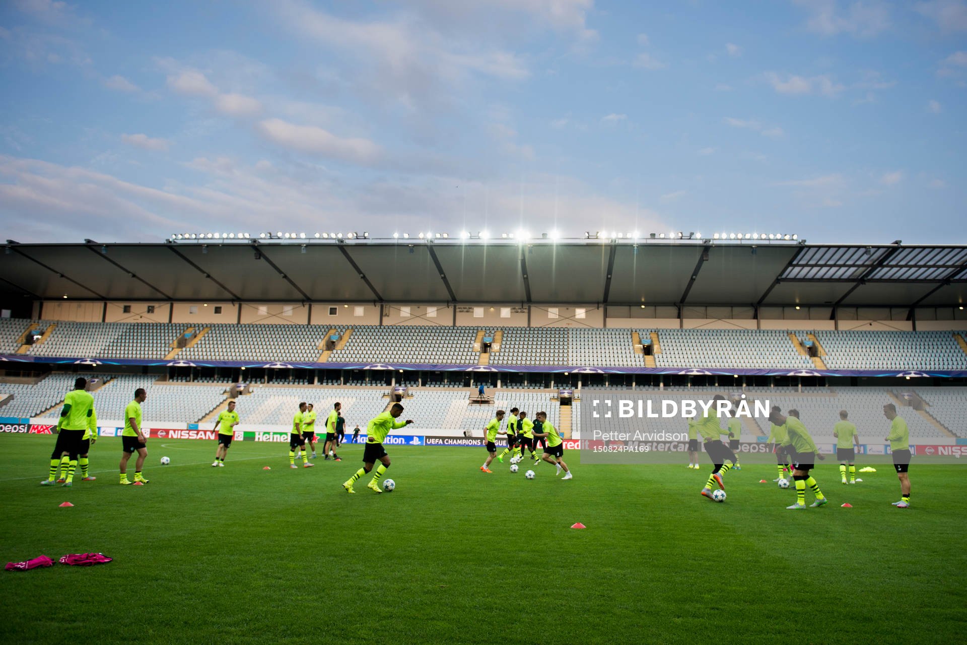 Celtics spelare under en träning inför kvalet till Champions League på Swedbank Stadion den 24 augusti 2015 i Malmö.