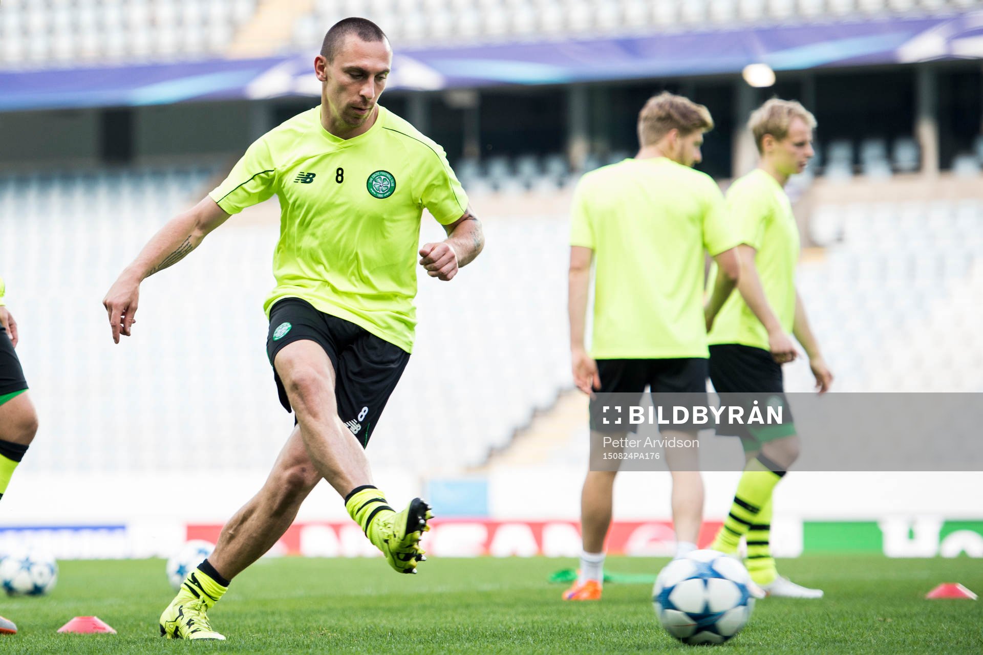 Celtics Scott Brown under en träning inför kvalet till Champions League den 24 augusti 2015 i Malmö.