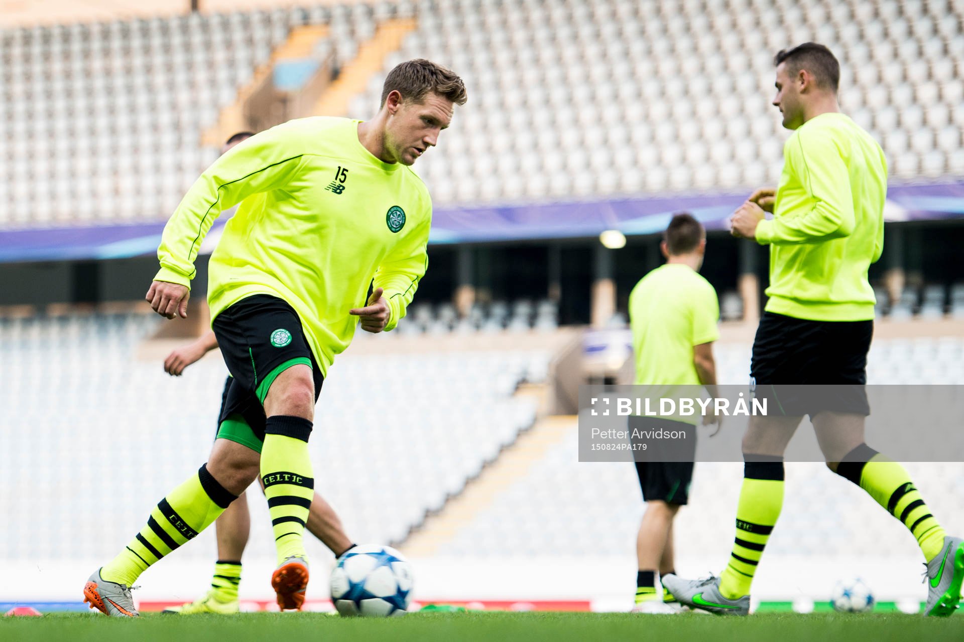 Celtics Kris Commons under en träning inför kvalet till Champions League den 24 augusti 2015 i Malmö.