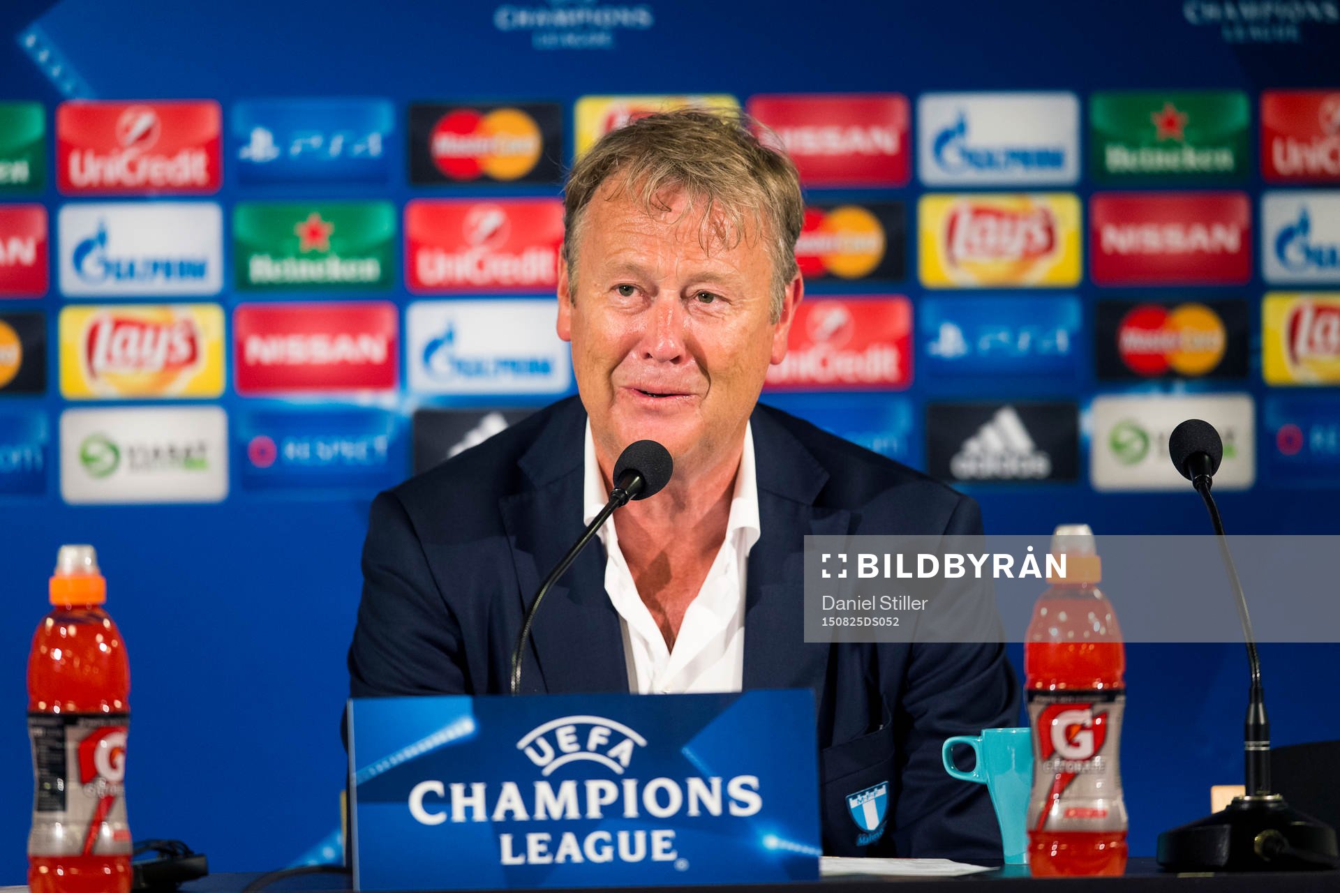 Malmö FFs tränare Åge Hareide på presskonferensen
