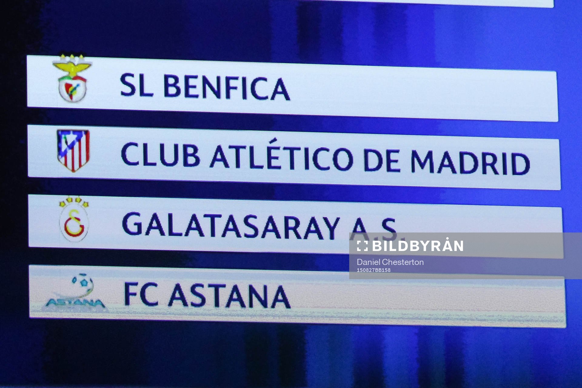 Grupp C bestående av Benfica, Atletico Madrid, Galatasaray