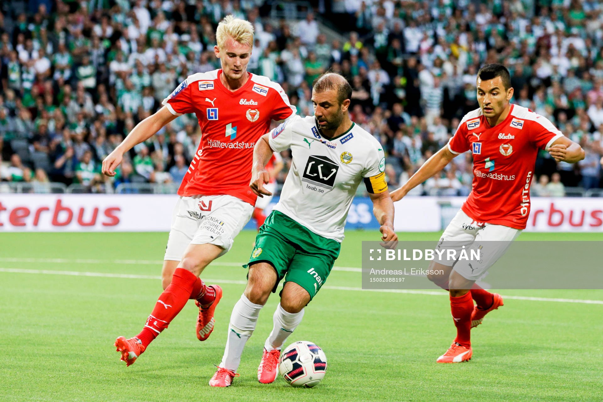 Kalmars Ludvig Öhman och Emin Nouri och Hammarbys Kennedy