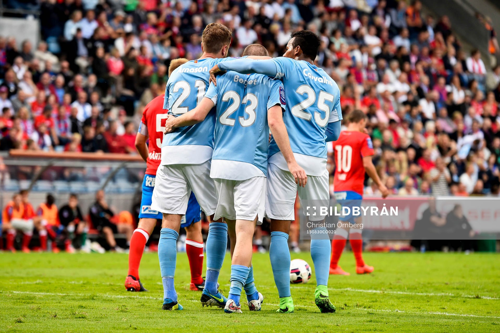 Malmö FFs Kari Arnason, Jo Inge Berget och Felipe Carvalho