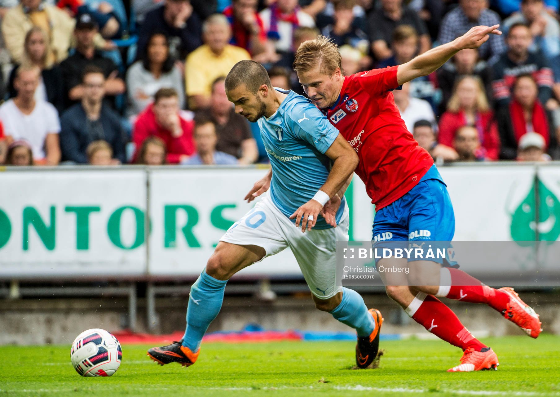 Malmö FFs Vladimir Rodic mot Helsingborgs Jere Uronen och