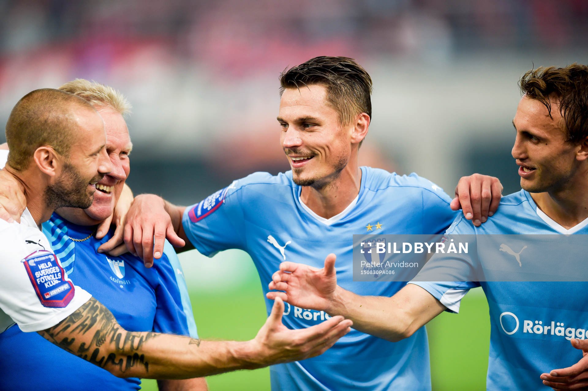 Malmö FFs målvakt Johan Wiland, Markus Rosenberg och