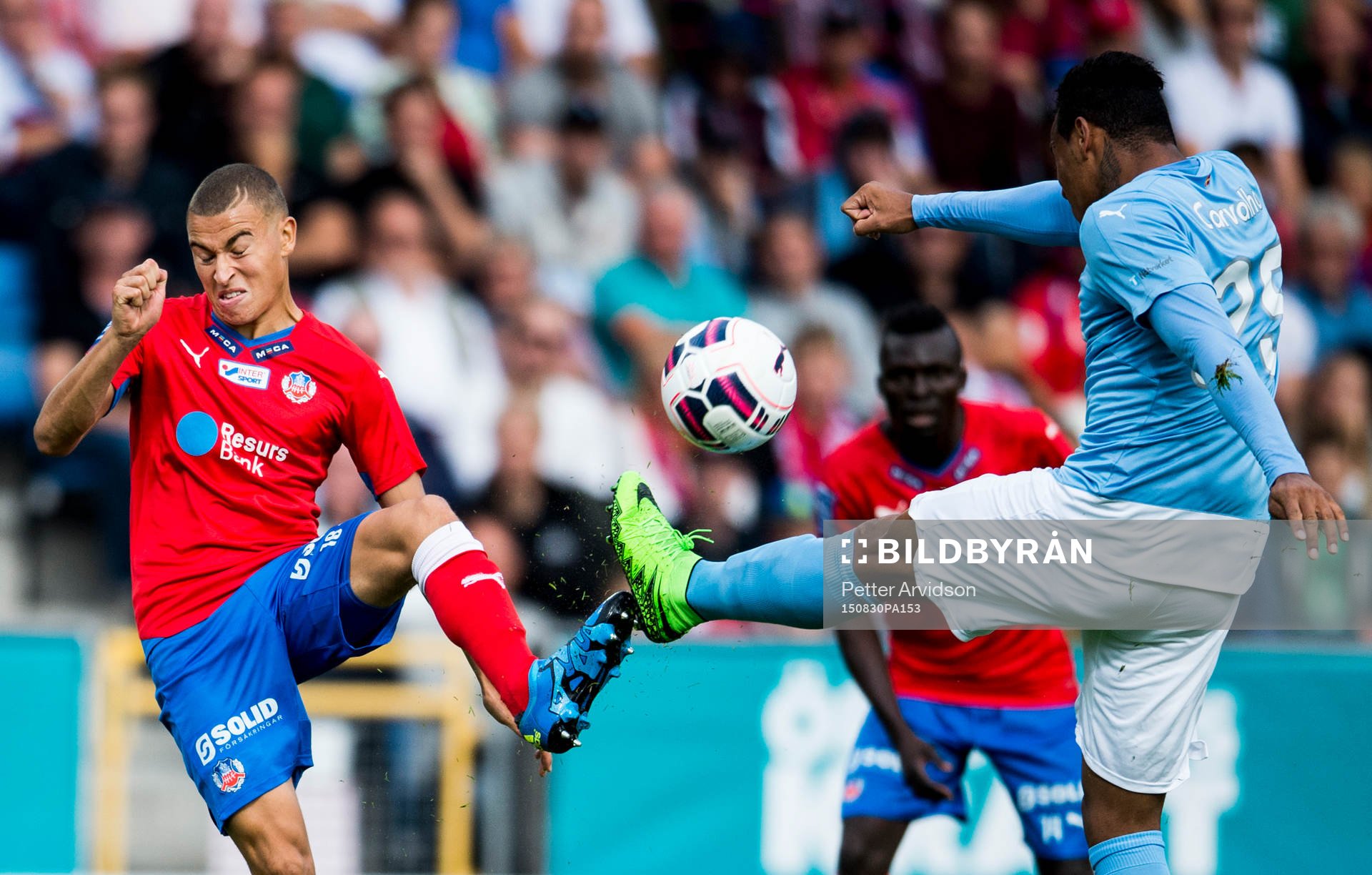 Helsingborgs Jordan Larsson och Malmö FFs Felipe Carvalho