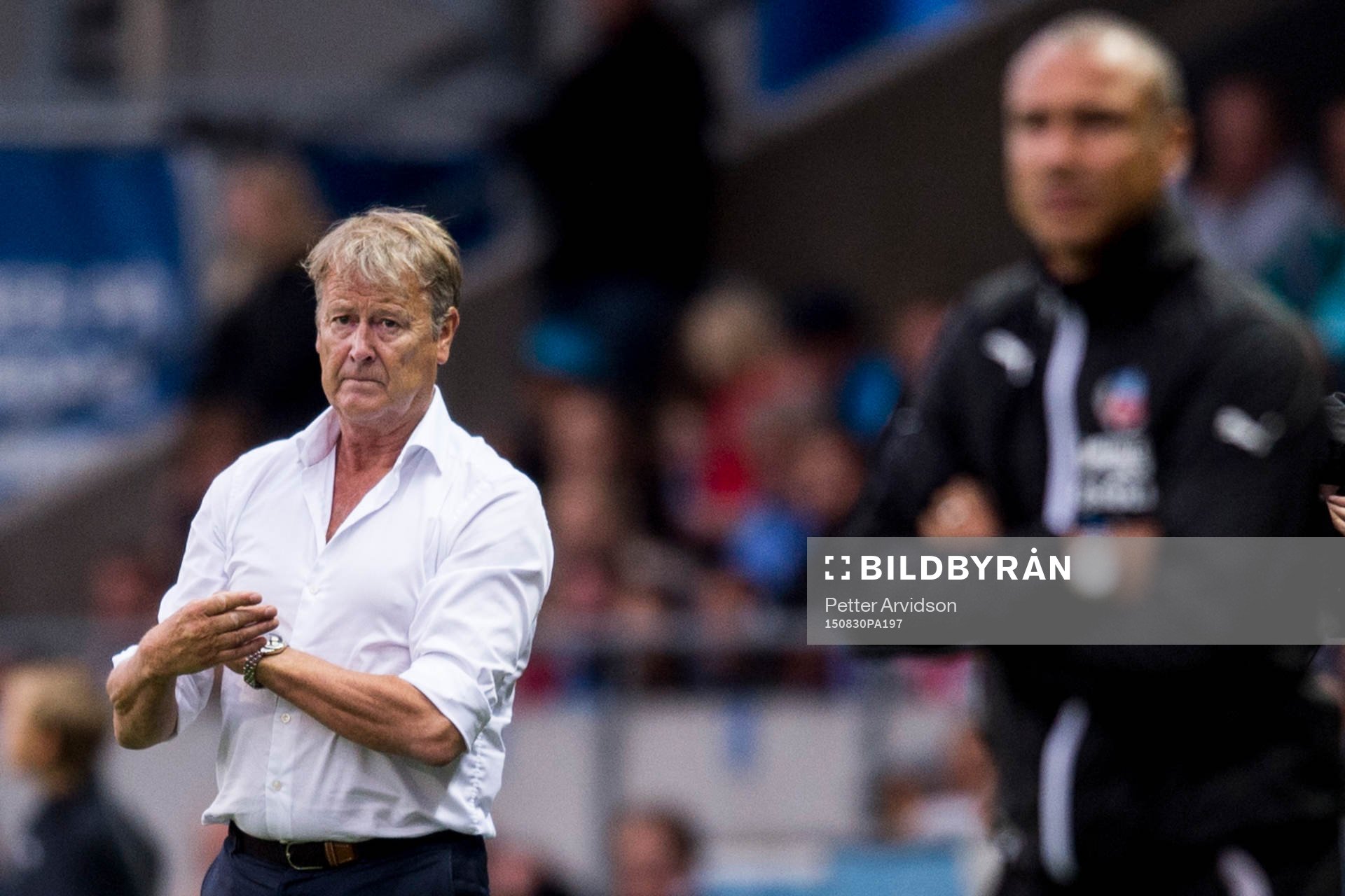 Malmö FFs tränare Åge Hareide och i förgrunden
