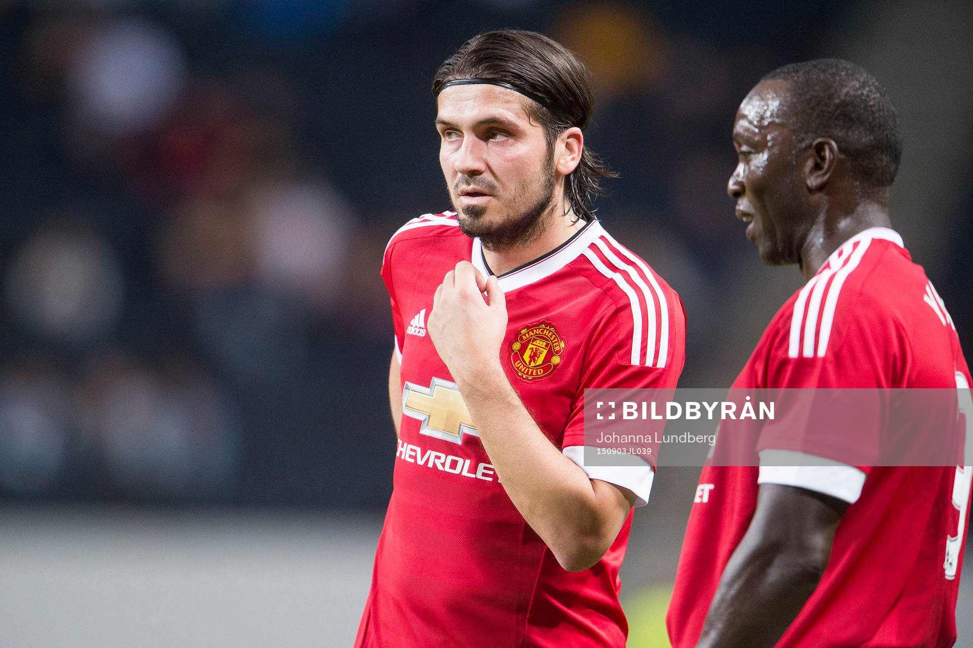 Manchester Uniteds Bojan Djordjic och Dwight Yorke