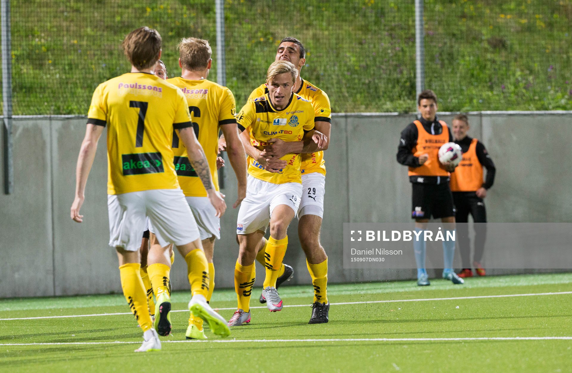 Lunds Jesper Rindmo jublar efter 1-1 kvitteringen under fotbollsmatchen i division ett Södra mellan Lunds BK och Trelleborgs FF den 7 September 2015 i Lund.