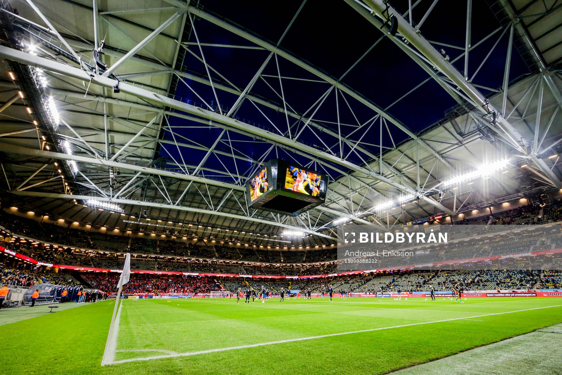 Friends Arena före fotbollsmatchen i EM-kvalet mellan