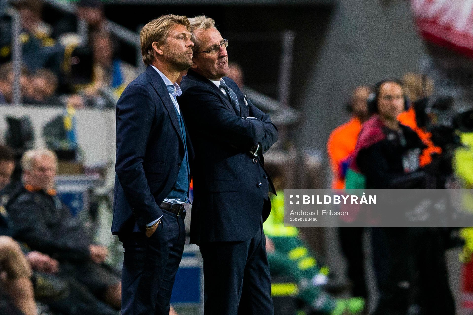 Sveriges player manager Markus Allbäck och förbundskapten