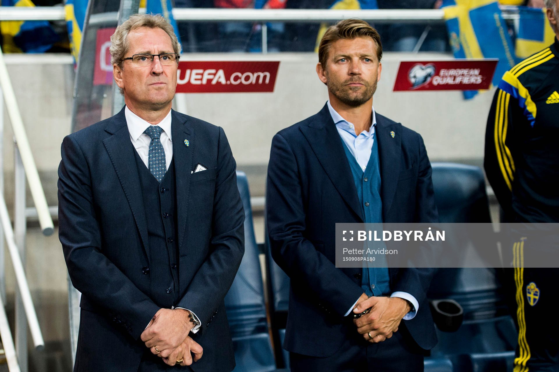 Sveriges förbundskapten Erik Hamrén och players manager