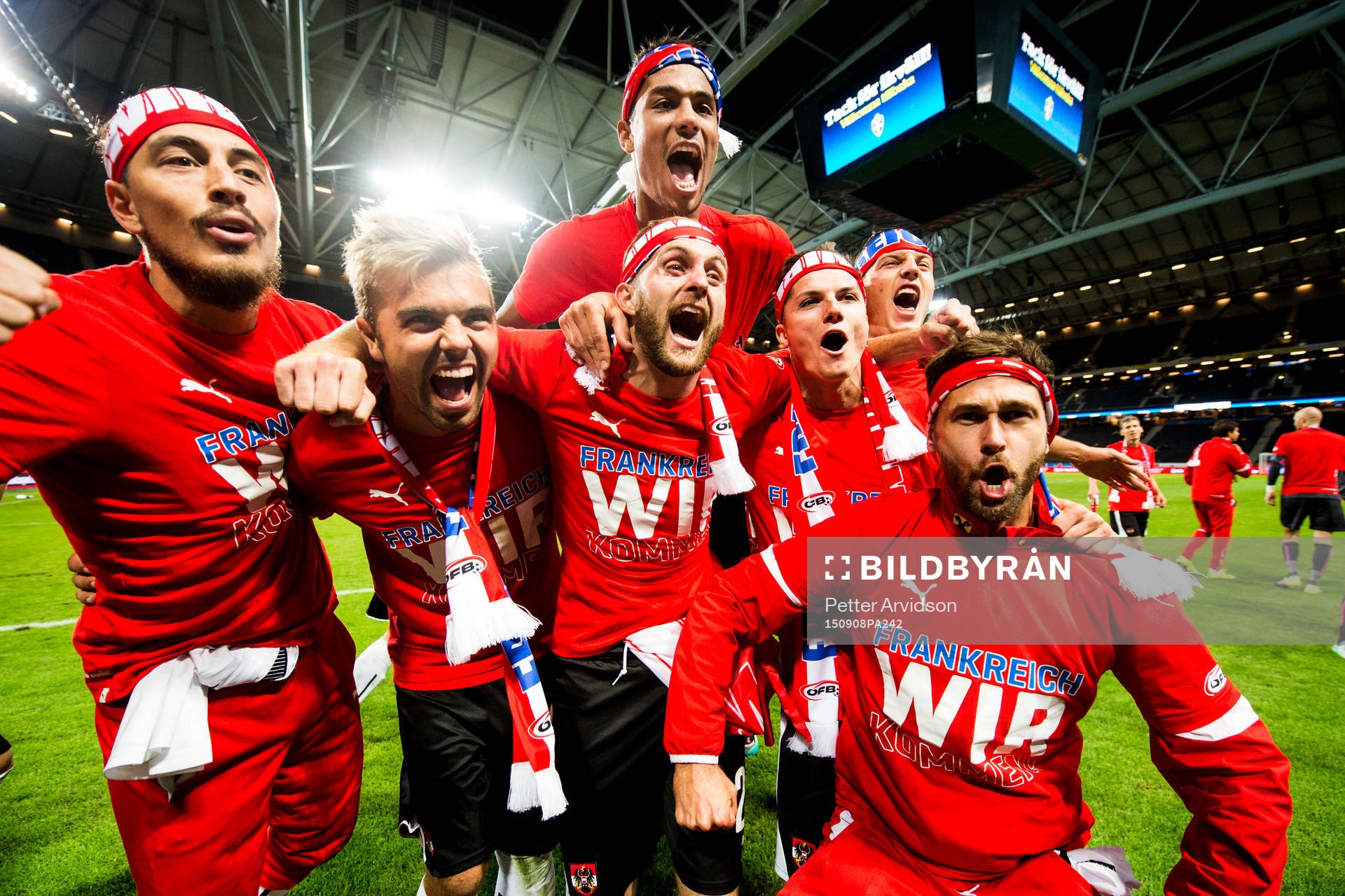 Österrikes spelare jublar