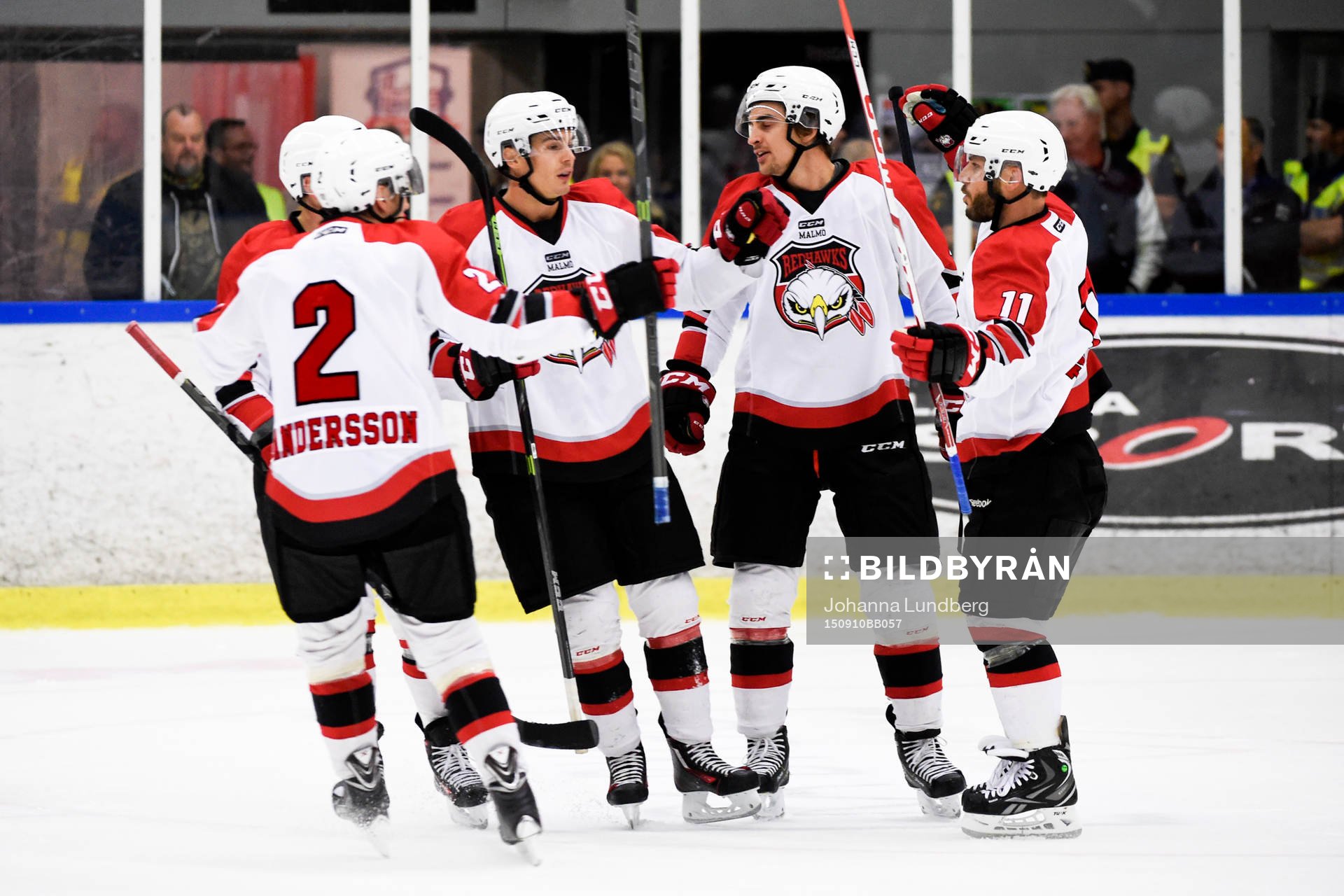 Malmö Redhawks Erik Andersson, Joey Tenute och Nils