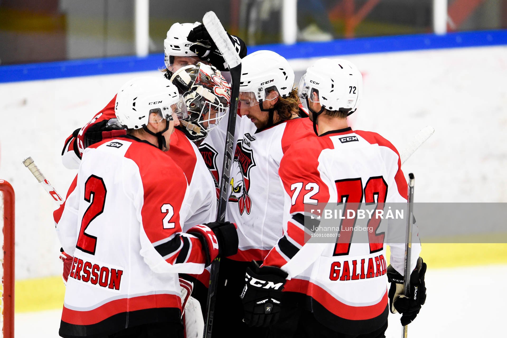 Malmö Redhawks Erik Andersson, målvakt Oscar Alsenfelt,