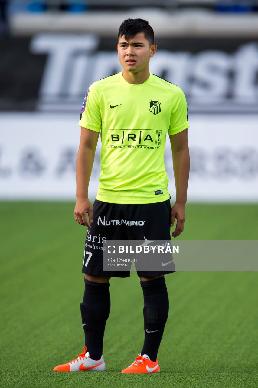 Häckens Mark Fezarit innan fotbollsmatchen mellan Häcken