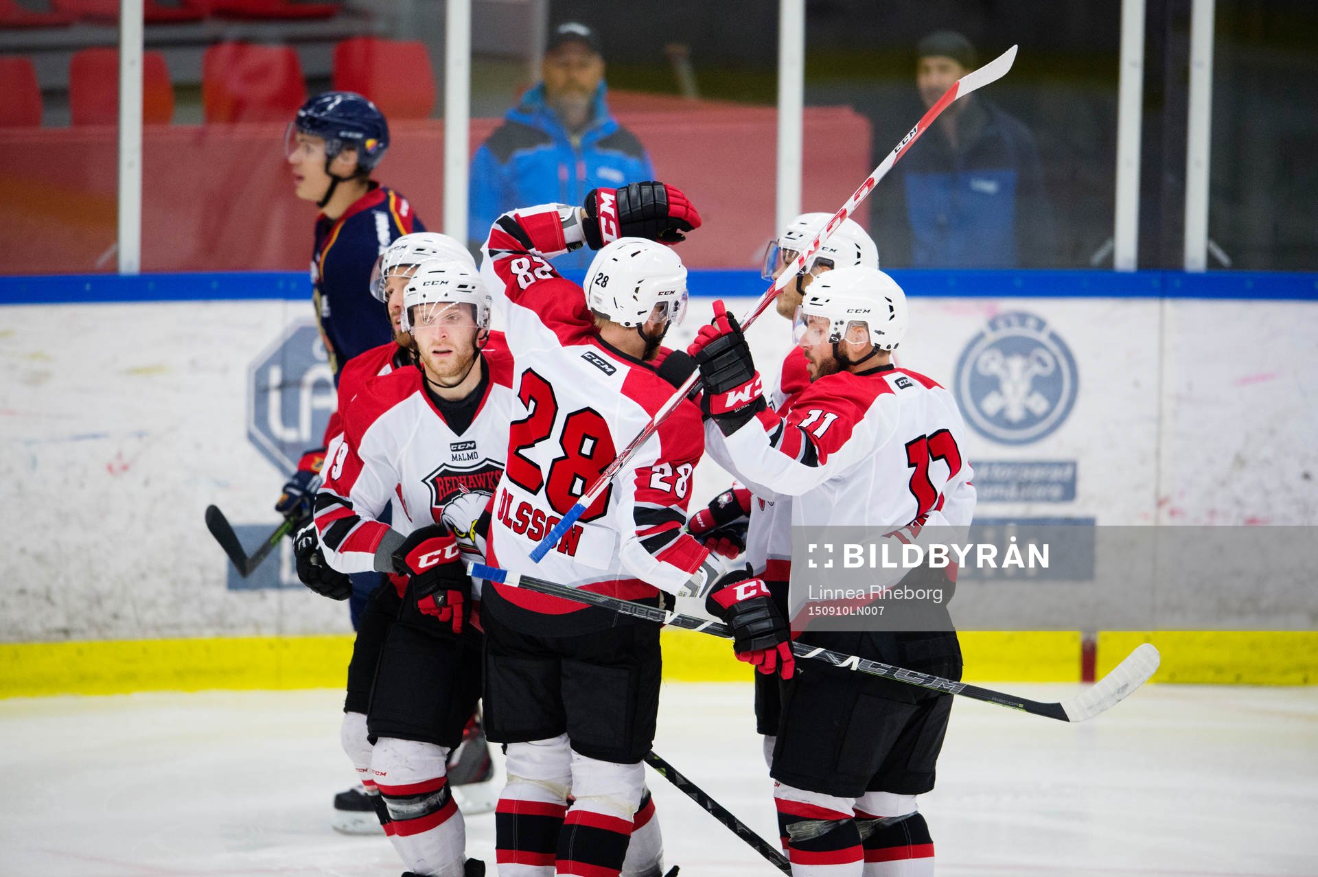 Malmö Redhawks Jens Olsson, Fredrik Storm och Joey Tenute